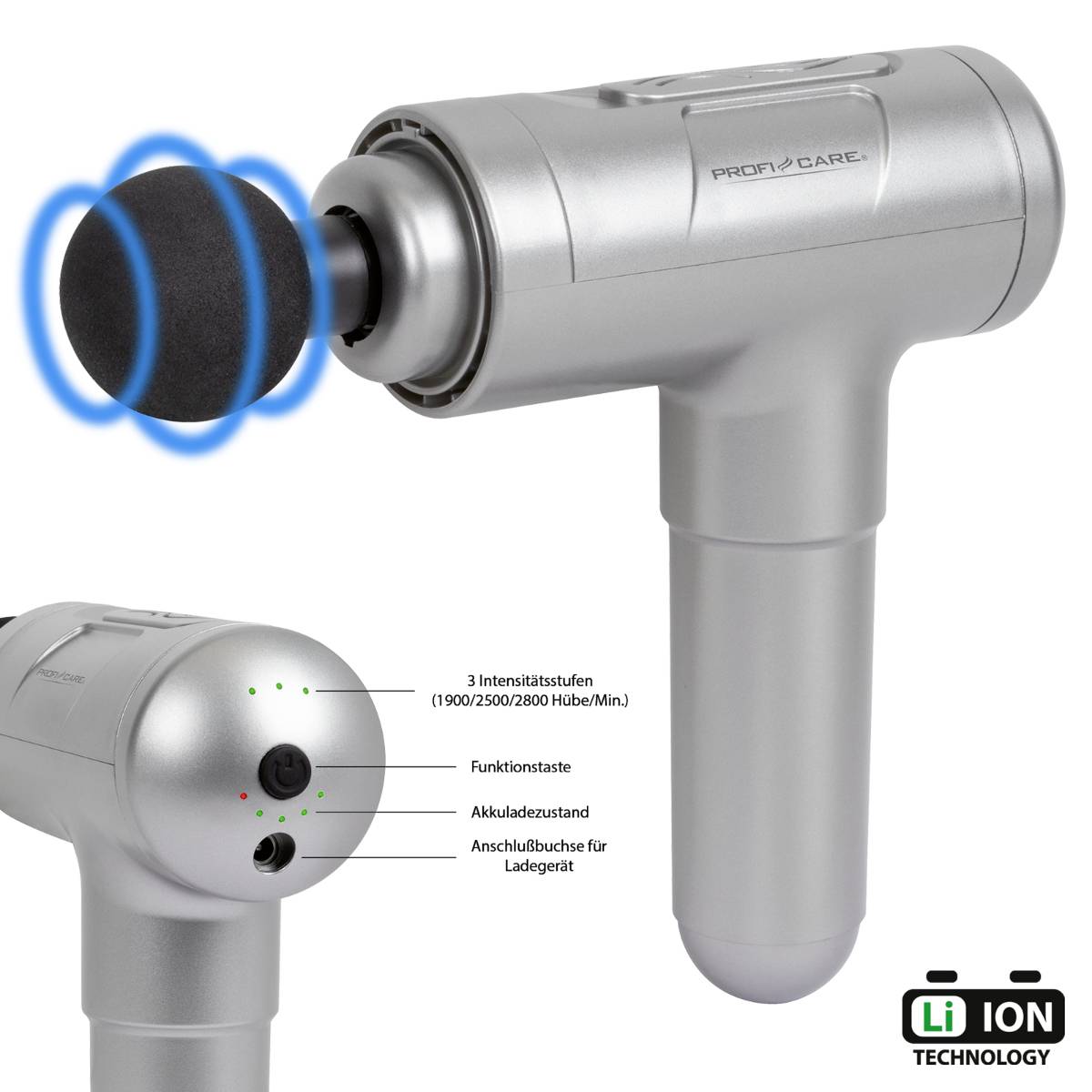 Profi-Care PC-MP 3087 Massagepistole 45W Silber