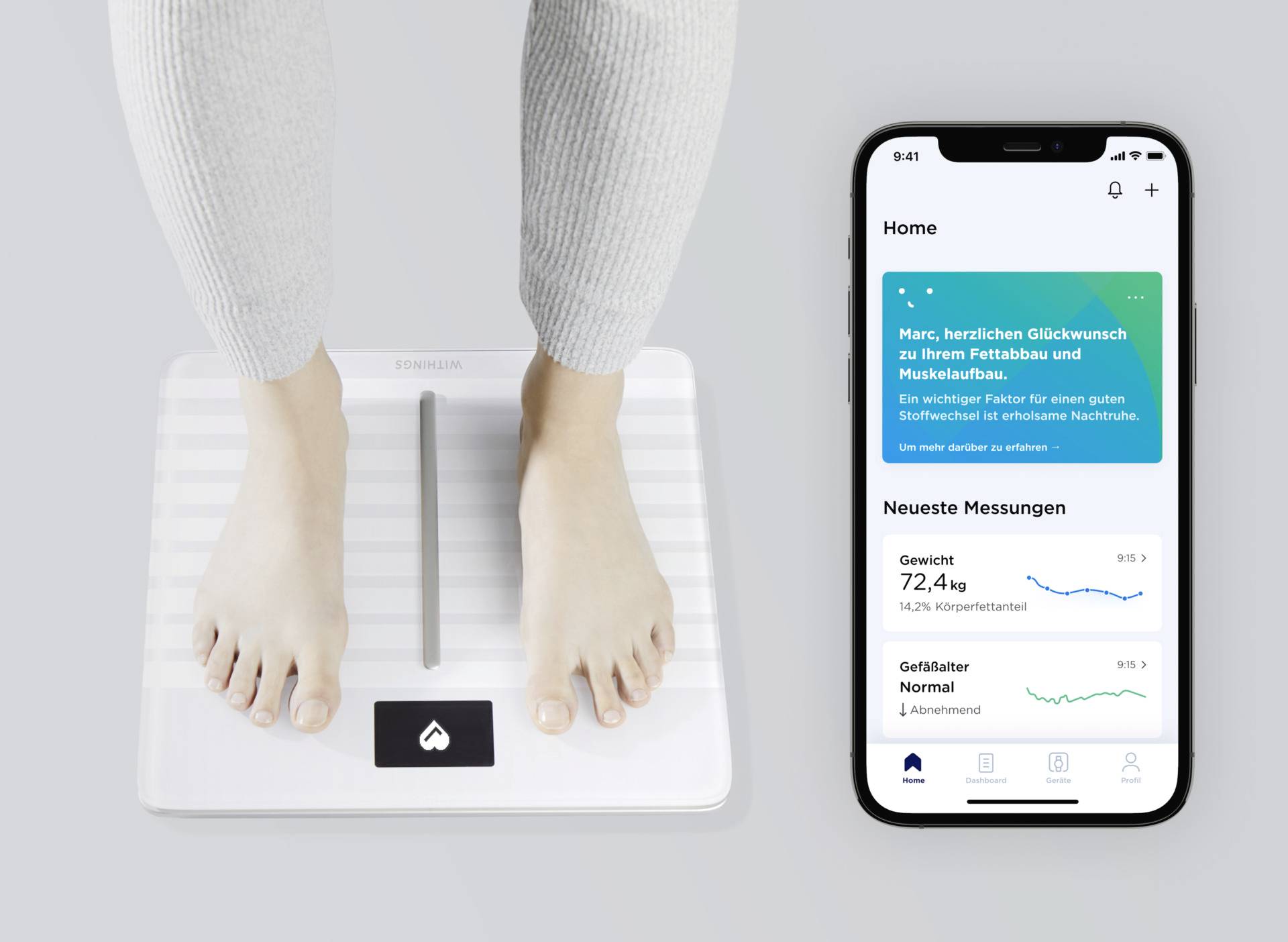 Withings Body Cardio Körperanalysewaage Wägebereich (max.)=180 kg Weiß Mit Bluetooth, Wetteranzeige