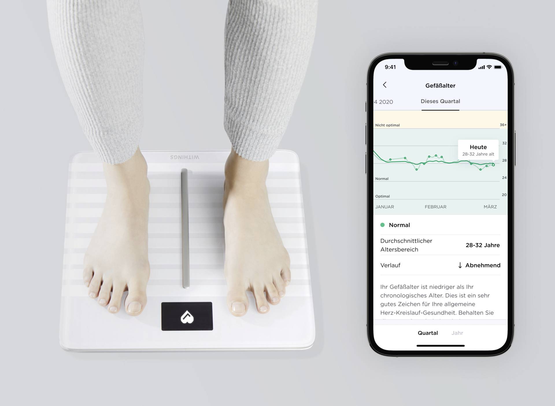 Withings Body Cardio Körperanalysewaage Wägebereich (max.)=180 kg Weiß Mit Bluetooth, Wetteranzeige