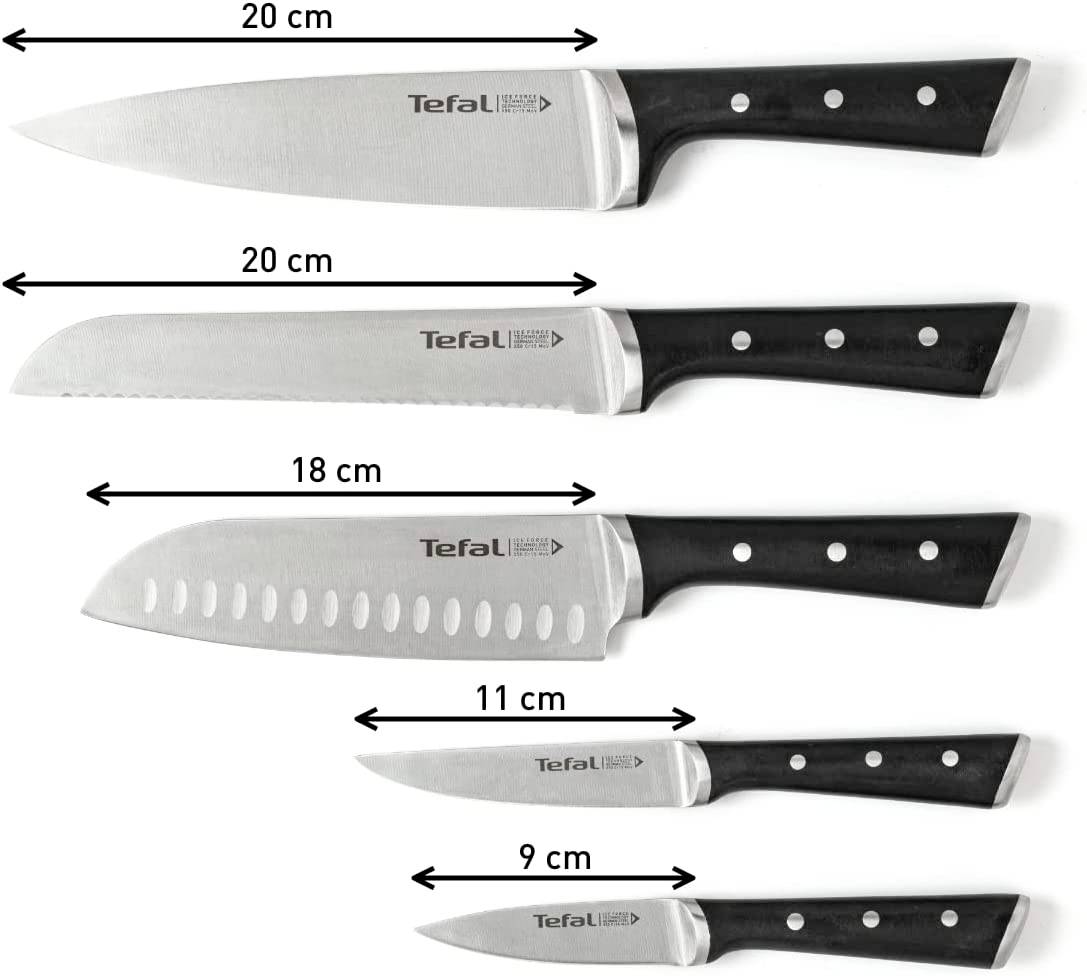 Tefal Ice Force K232S5, Messer-Block/Besteck-Set, Edelstahl, ABS, Edelstahl, Holz, Schwarz