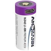 Ansmann 16340 USB-C® Akku 16340 Li-Ion 3.6 V 850 mAh 1 St. Ansmann 16340 USB-C® Akku 16340 Li-Ion 3.6 V 850 mAh 1 St.