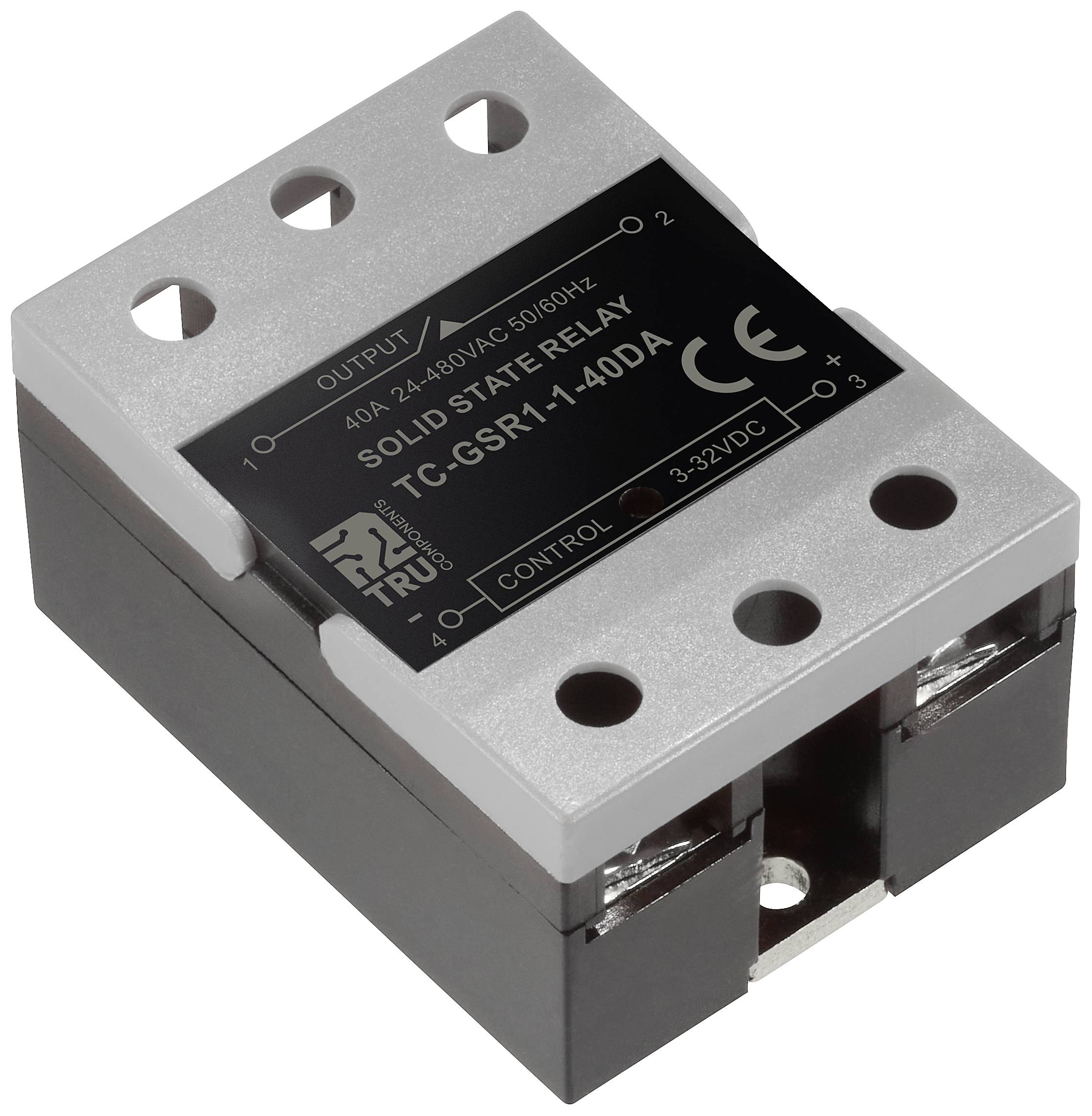 Ein 'Solid State Relay TG-G5R1-1-40DA' mit schwarzem Gehäuse und silbernem Deckel, ausgelegt für 60A 1-48VDC und 50/60Hz Spannung.