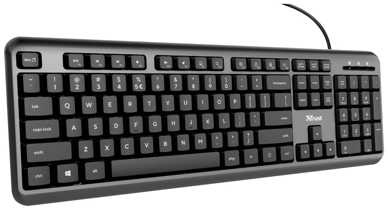 Trust Ody Kabelgebunden, USB Tastatur Deutsch, QWERTZ Schwarz