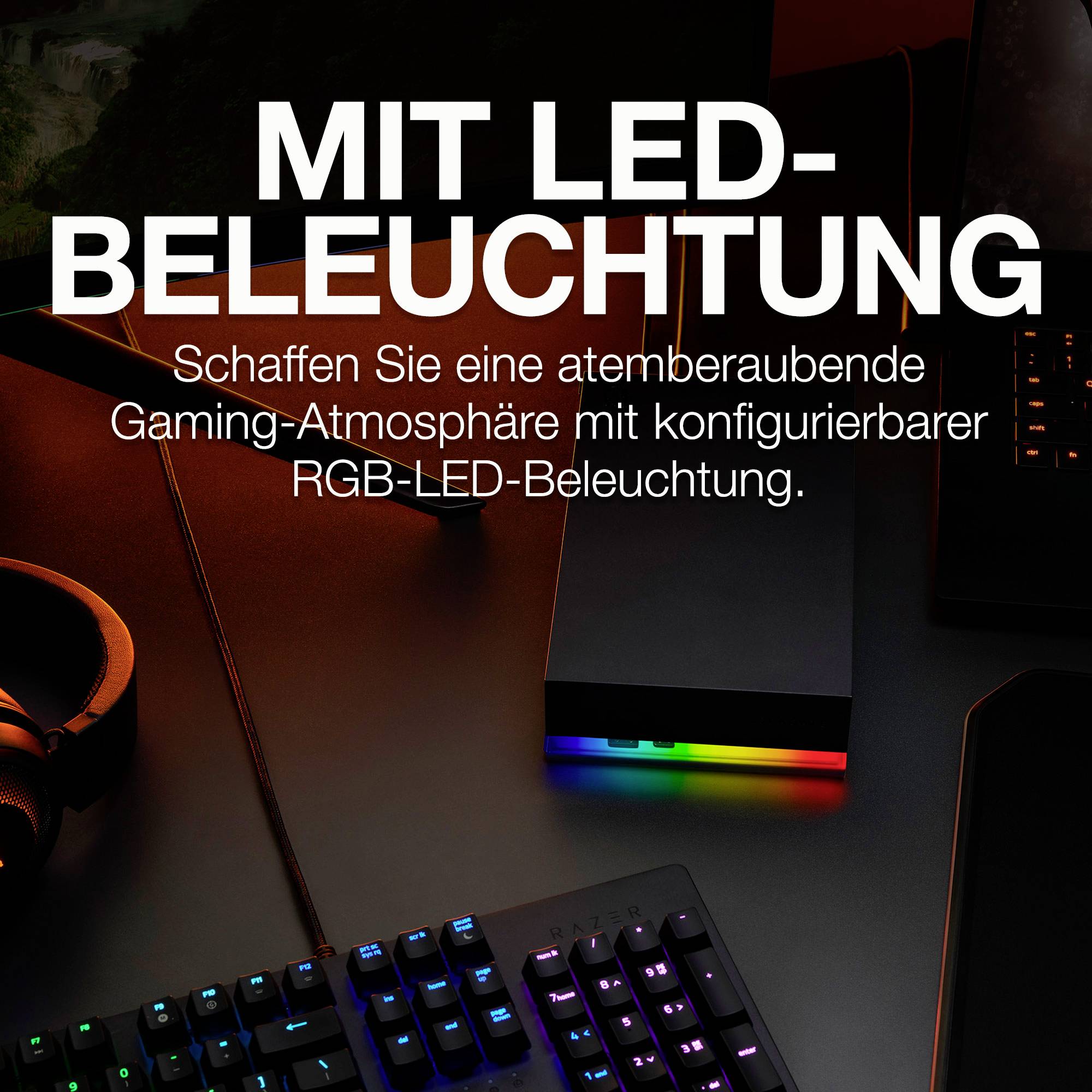 Seagate FireCuda® Gaming Hub 8TB Externe Festplatte 8.9cm (3.5 Zoll) USB-A (USB 3.2 Gen 1) Schwarz, RGB STKK8000400