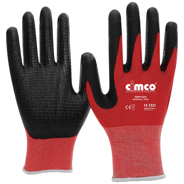 Cimco Grip Flex schwarz/rot 141230 Strickgewebe Arbeitshandschuh Größe (Handschuhe): 9, L EN 388 1 Paar