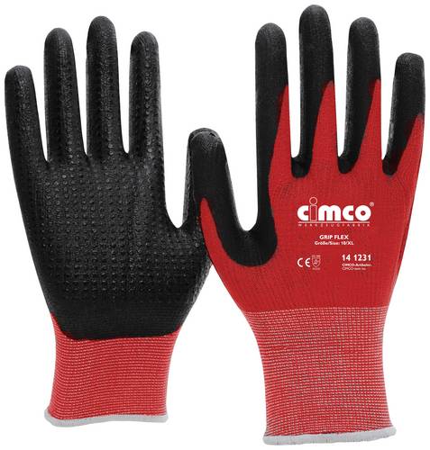 Cimco Grip Flex schwarz/rot 141231 Strickgewebe Arbeitshandschuh Größe (Handschuhe): 10, XL EN 388