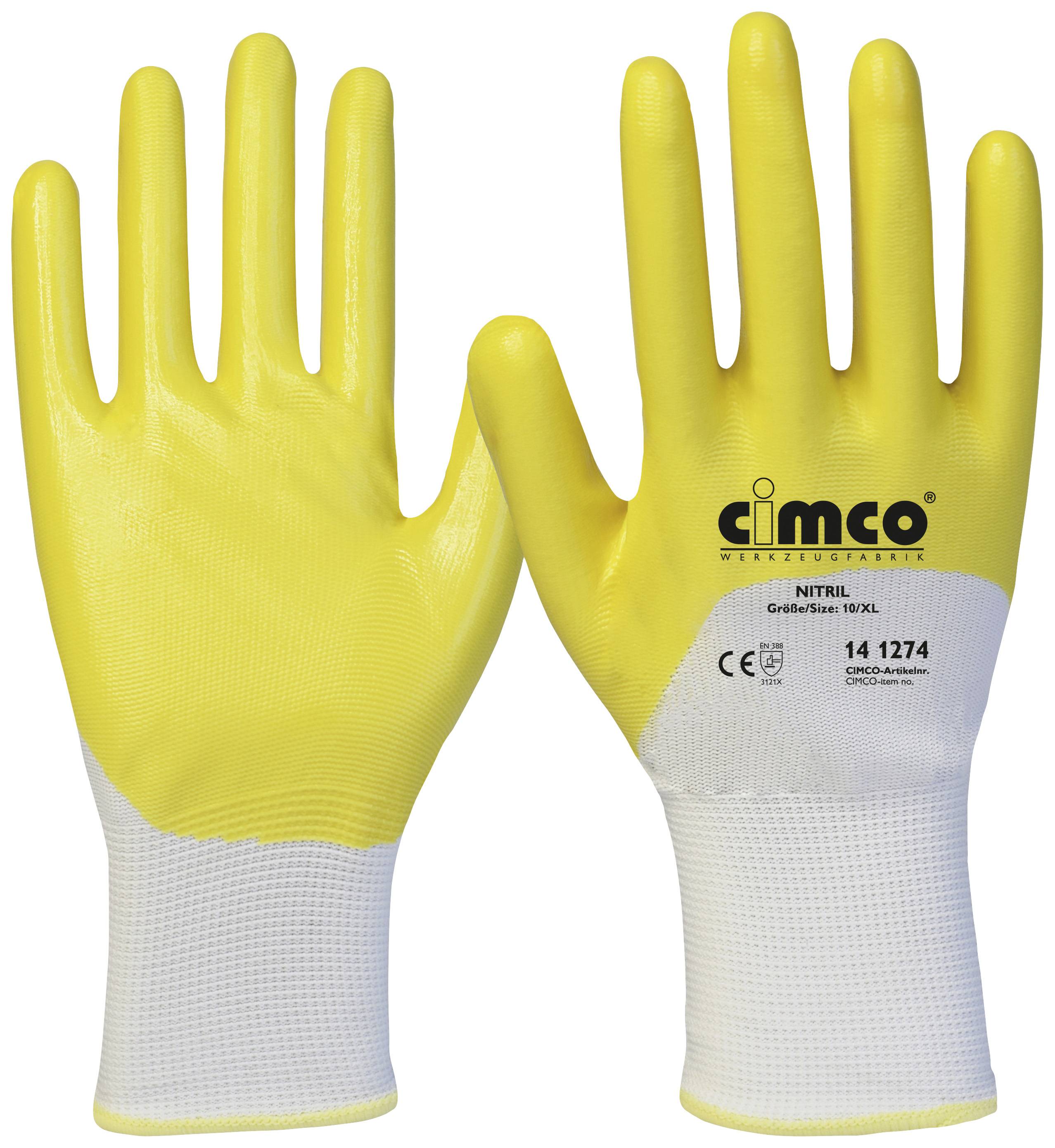 Cimco 141274 Nitril gelb/weiß Nitril Arbeitshandschuh Größe (Handschuhe): 10, XL EN 388 1 Paar