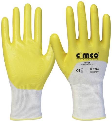 Cimco Nitril gelb/weiß 141275 Nitril Arbeitshandschuh Größe (Handschuhe): 11, XXL EN 388 1 Paar