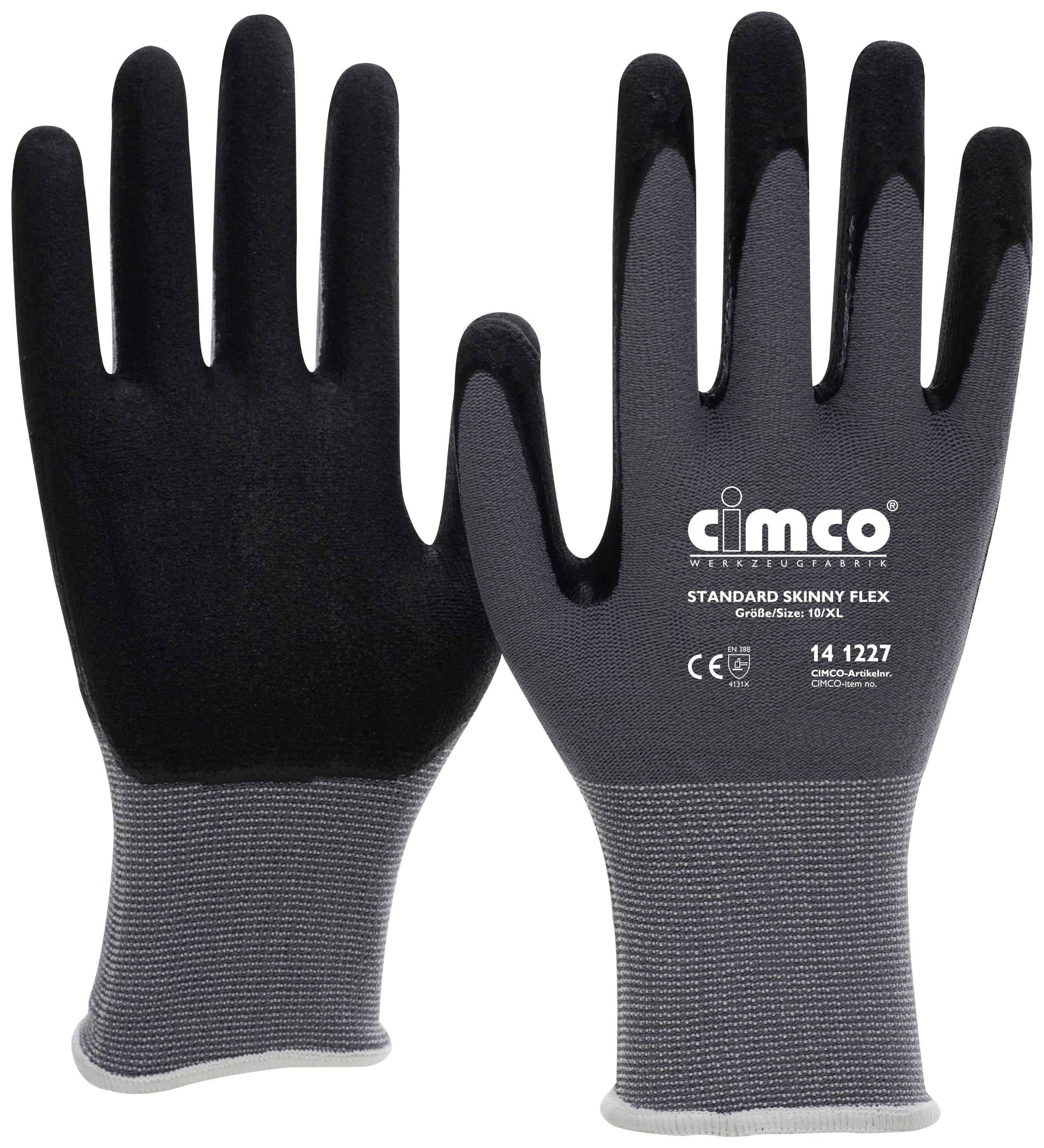 Cimco 141267 Standard Skinny Flex schwarz/grau Strickgewebe Arbeitshandschuh Größe (Handschuhe): 10, XL EN 388 1 Paar