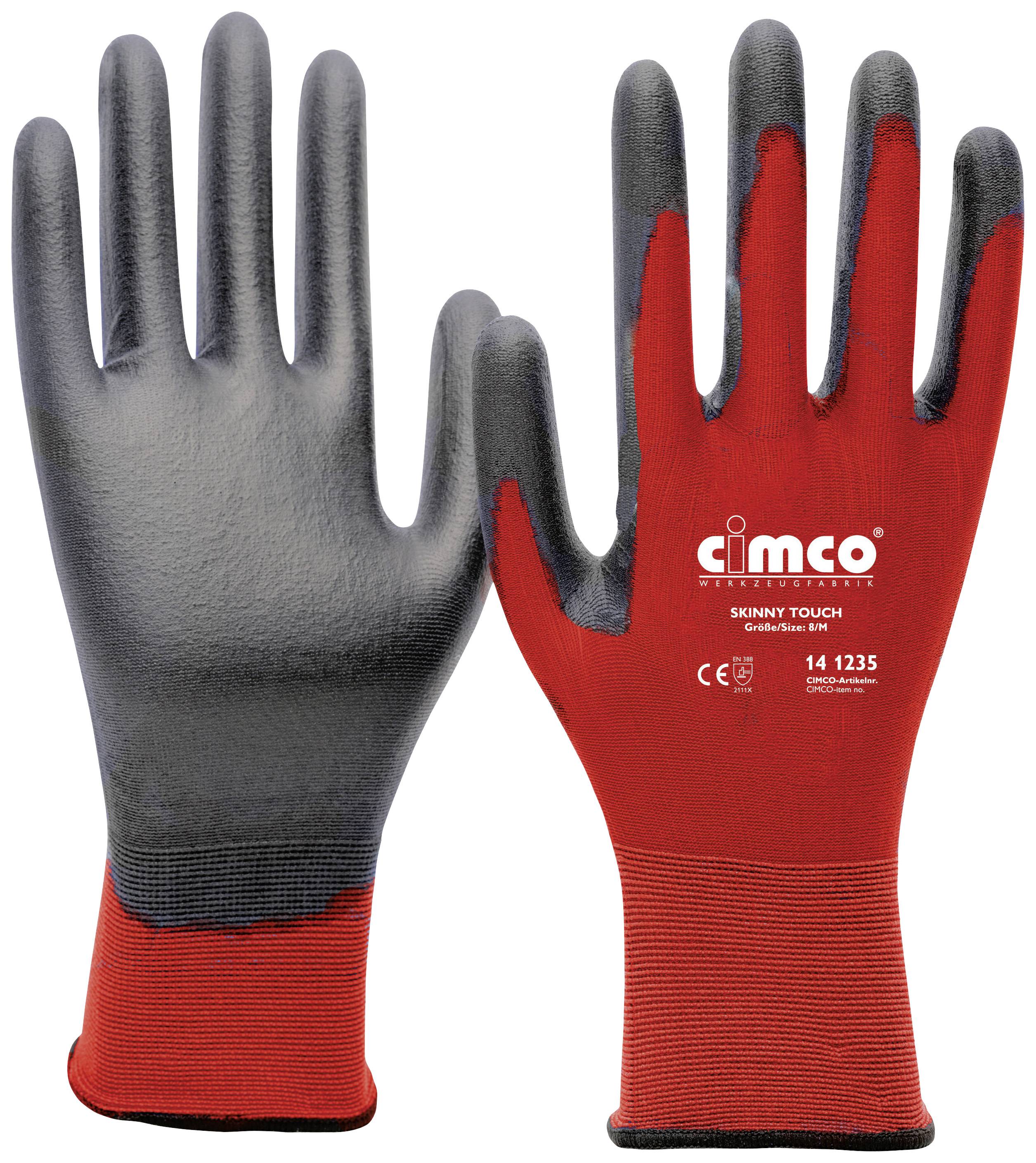 Cimco 141239 Skinny Touch grau/rot Nylon Arbeitshandschuh Größe (Handschuhe): 11, XXL EN 388 1 Paar