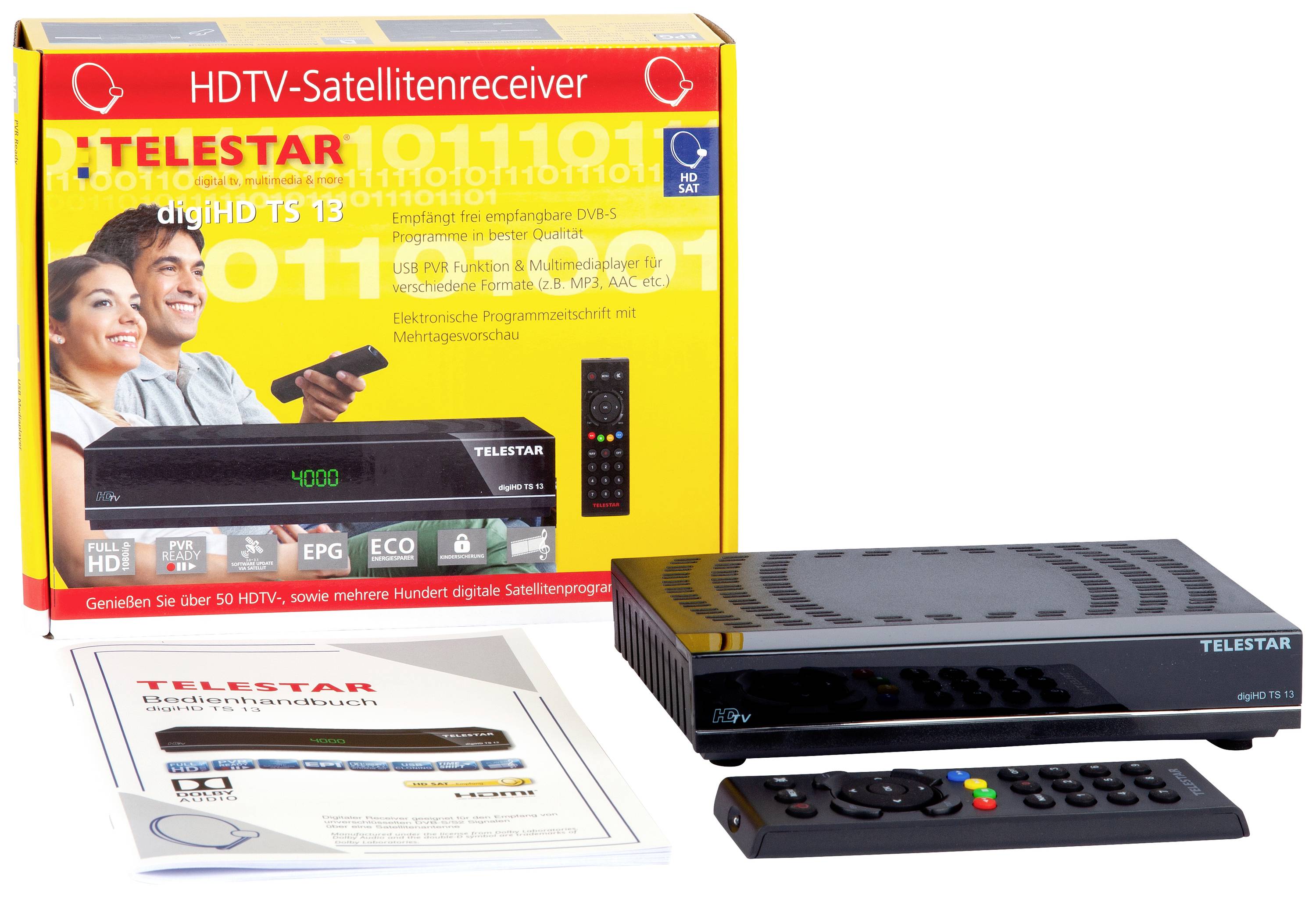 Telestar digiHD TS 13 HD-SAT-Receiver Aufnahmefunktion, Einkabeltauglich Anzahl Tuner: 1