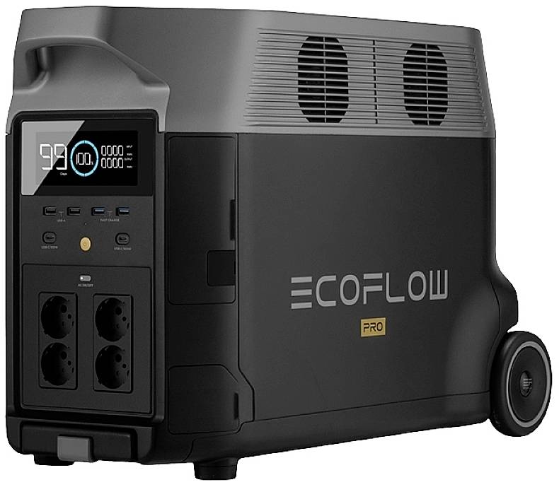 ECOFLOW Delta Pro Powerstation LiFe Schwarz mit Laderegler
