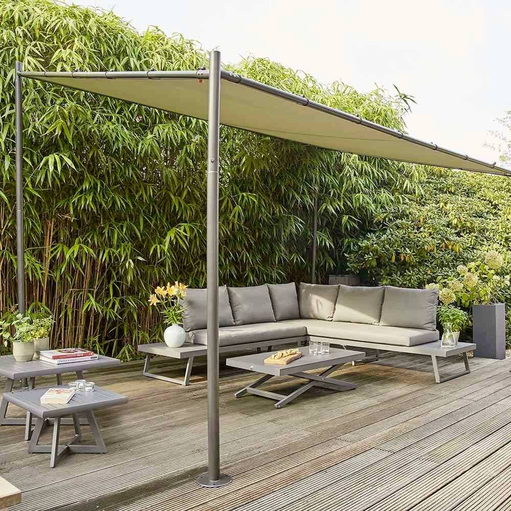 Siena Garden J04536 Levino Pavillon 300x400cm Gestell aus Stahl, anthrazit, Bezug aus Polyester, 250g/m² in hellgrau