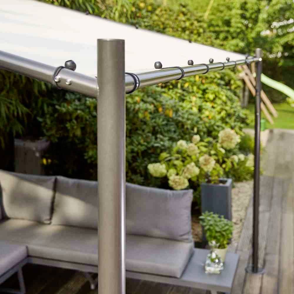 Siena Garden J04536 Levino Pavillon 300x400cm Gestell aus Stahl, anthrazit, Bezug aus Polyester, 250g/m² in hellgrau