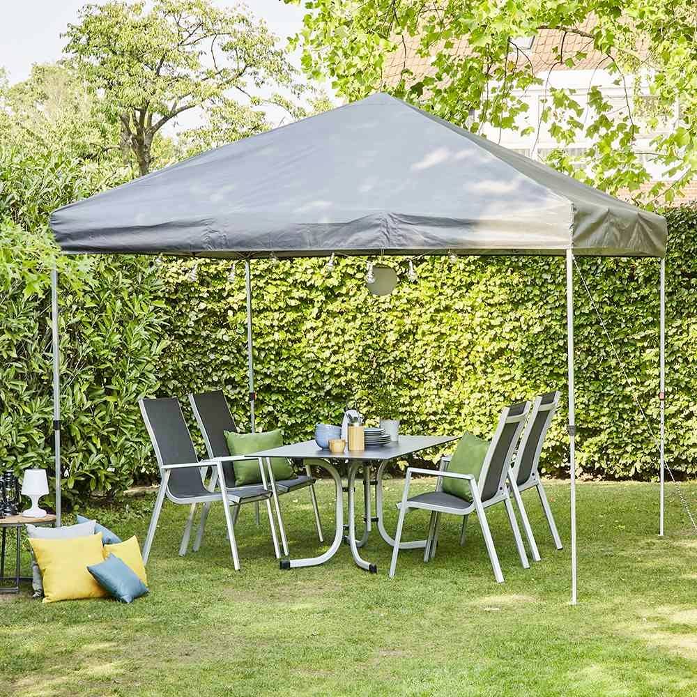 Siena Garden L45491 EasyUp Faltpavillon 300x300 cm Gestell aus Stahl silber, Bezug aus Polyester Oxfordgewebe, 150D in anthrazit