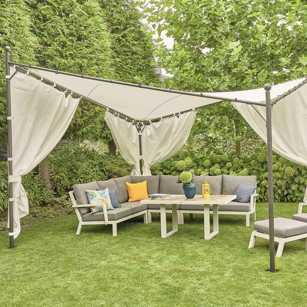 Siena Garden 120399 Berlino Pavillon 400x400cm Gestell aus Stahl, anthrazit, Bezug aus Polyester, 250g/m² in weiß