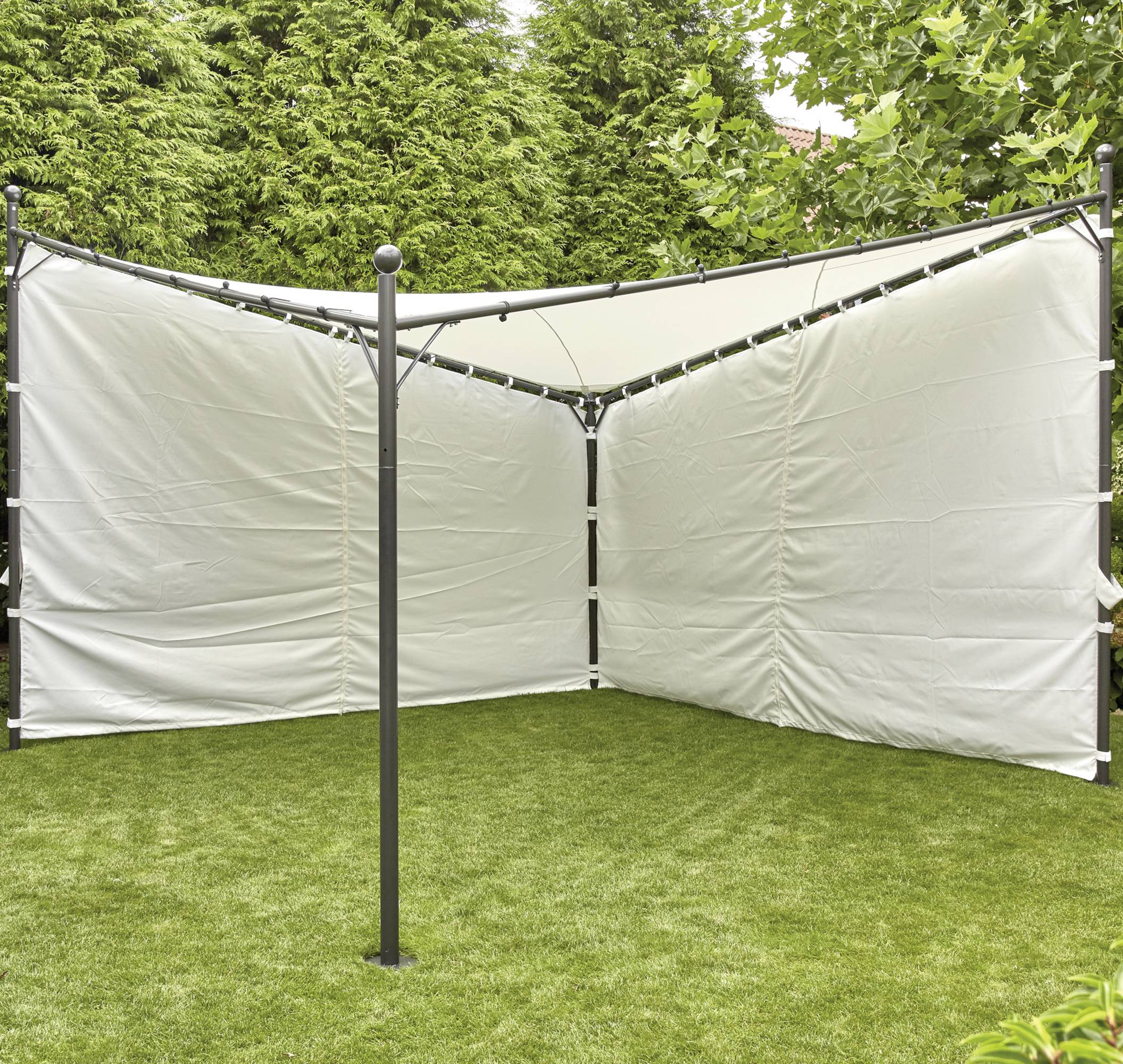 Siena Garden 120399 Berlino Pavillon 400x400cm Gestell aus Stahl, anthrazit, Bezug aus Polyester, 250g/m² in weiß