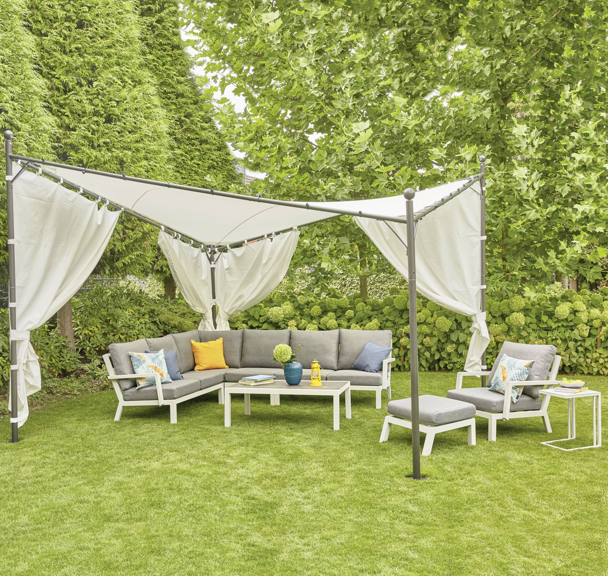 Siena Garden 120399 Berlino Pavillon 400x400cm Gestell aus Stahl, anthrazit, Bezug aus Polyester, 250g/m² in weiß