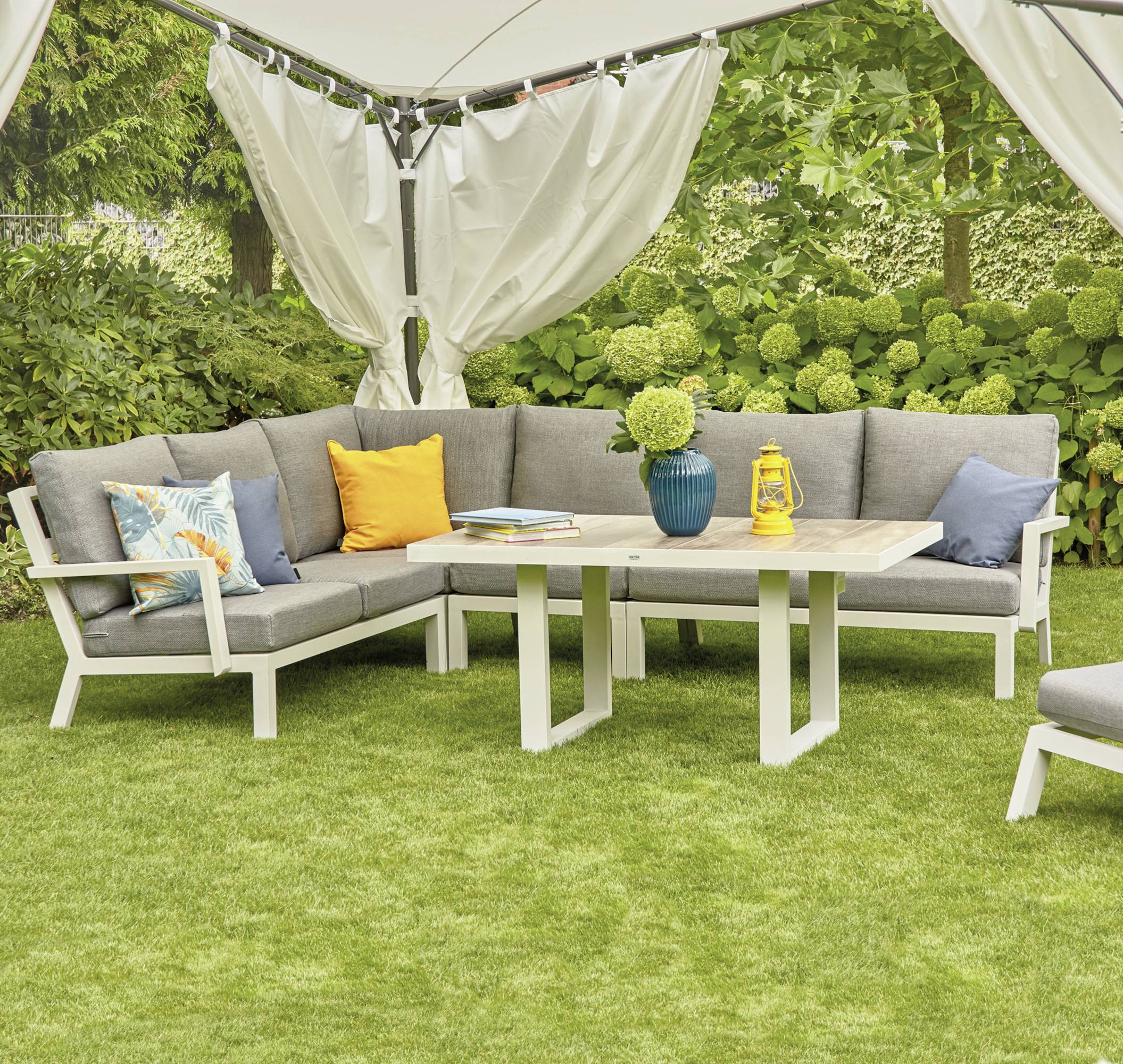 Siena Garden 120399 Berlino Pavillon 400x400cm Gestell aus Stahl, anthrazit, Bezug aus Polyester, 250g/m² in weiß