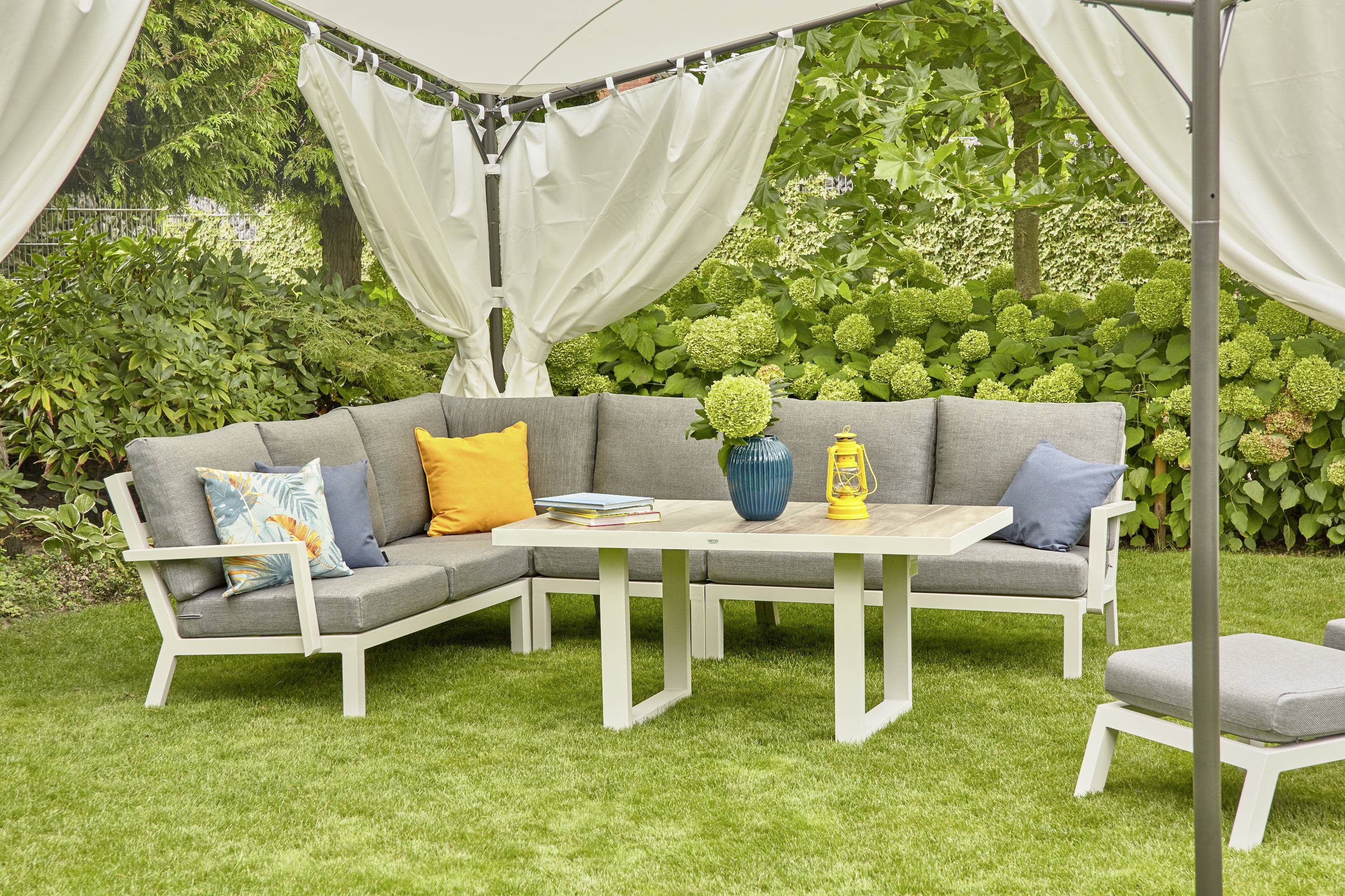 Siena Garden 120399 Berlino Pavillon 400x400cm Gestell aus Stahl, anthrazit, Bezug aus Polyester, 250g/m² in weiß