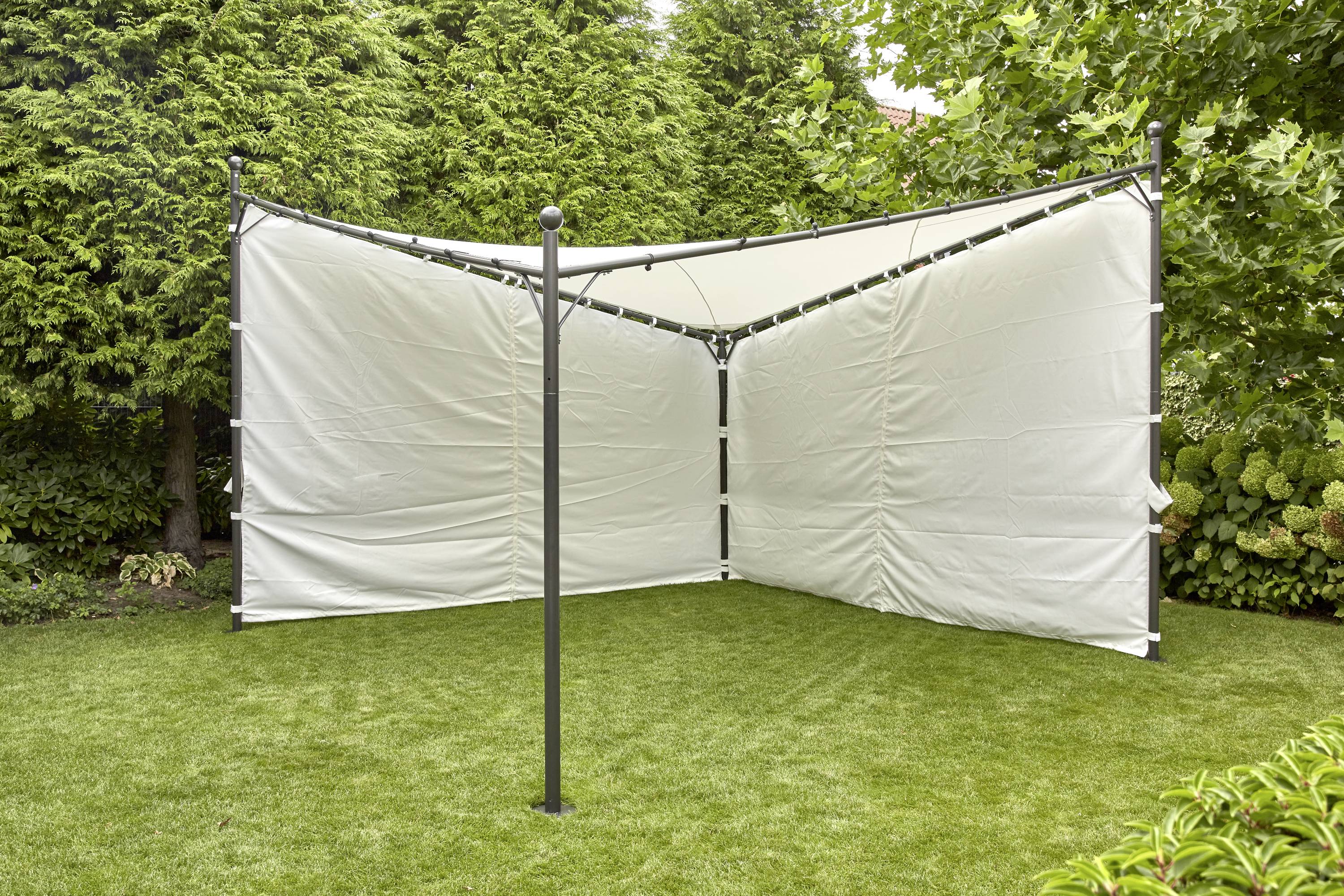 Siena Garden 120399 Berlino Pavillon 400x400cm Gestell aus Stahl, anthrazit, Bezug aus Polyester, 250g/m² in weiß