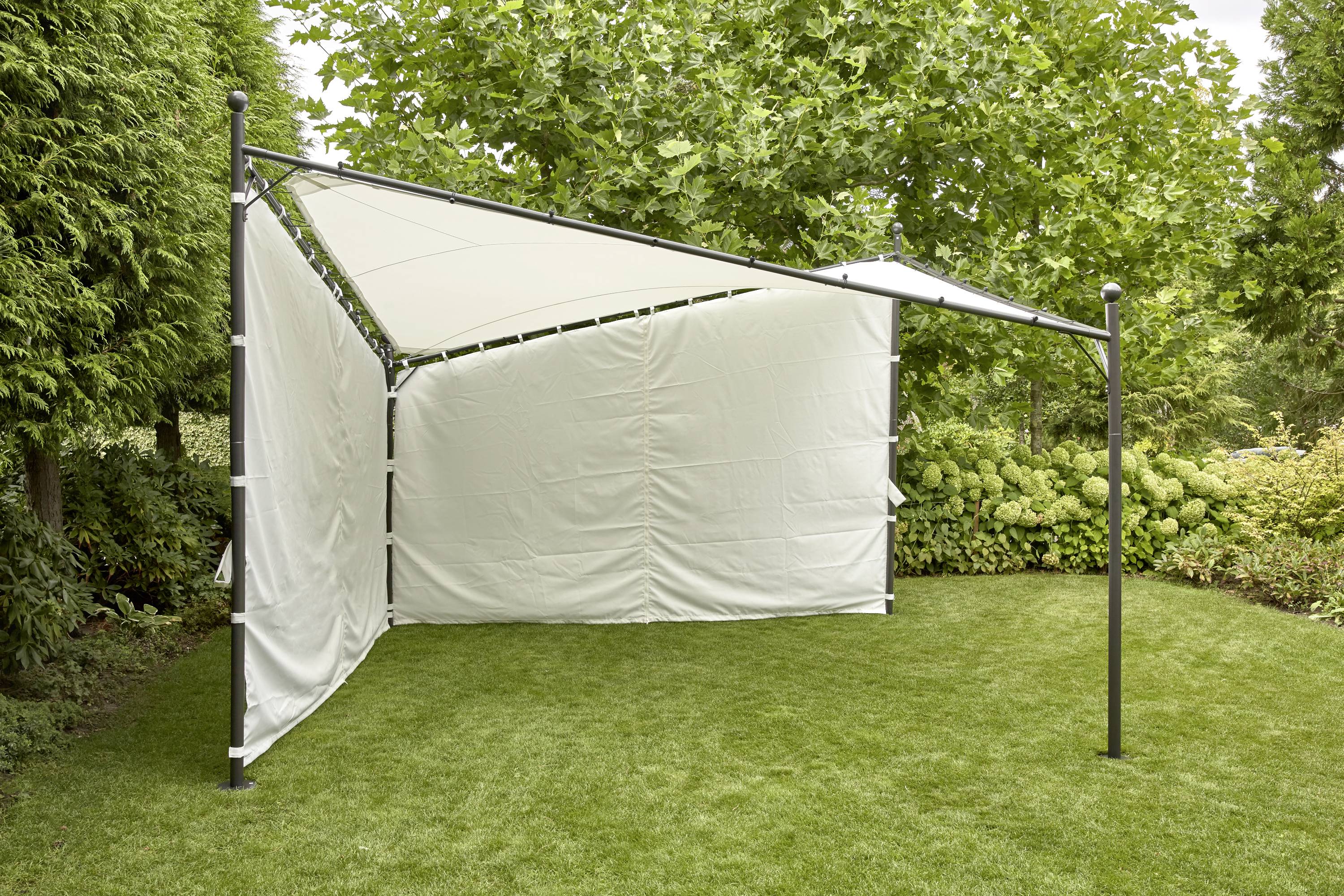 Siena Garden 120399 Berlino Pavillon 400x400cm Gestell aus Stahl, anthrazit, Bezug aus Polyester, 250g/m² in weiß