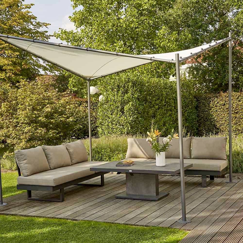 Siena Garden J05231 Berlino Pavillon 300x300cm Gestell aus Stahl, anthrazit, Bezug aus Polyester, 180g/m² in hellgrau