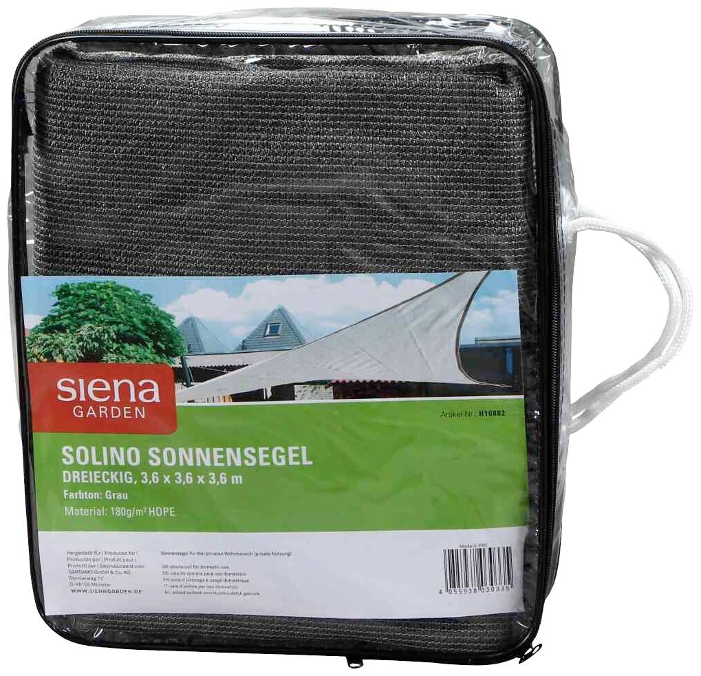 Siena Garden B506-03-36 Sonnensegel Solino Dreieckig 3.6x3.6x3.6 m, grau