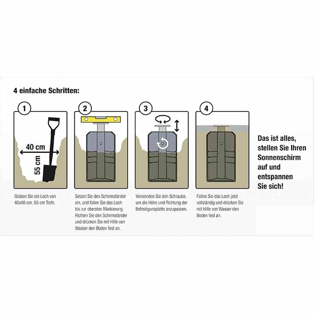 Siena Garden L87426 Bodenständer Earthbase für Ampelschirme Montage ohne Beton