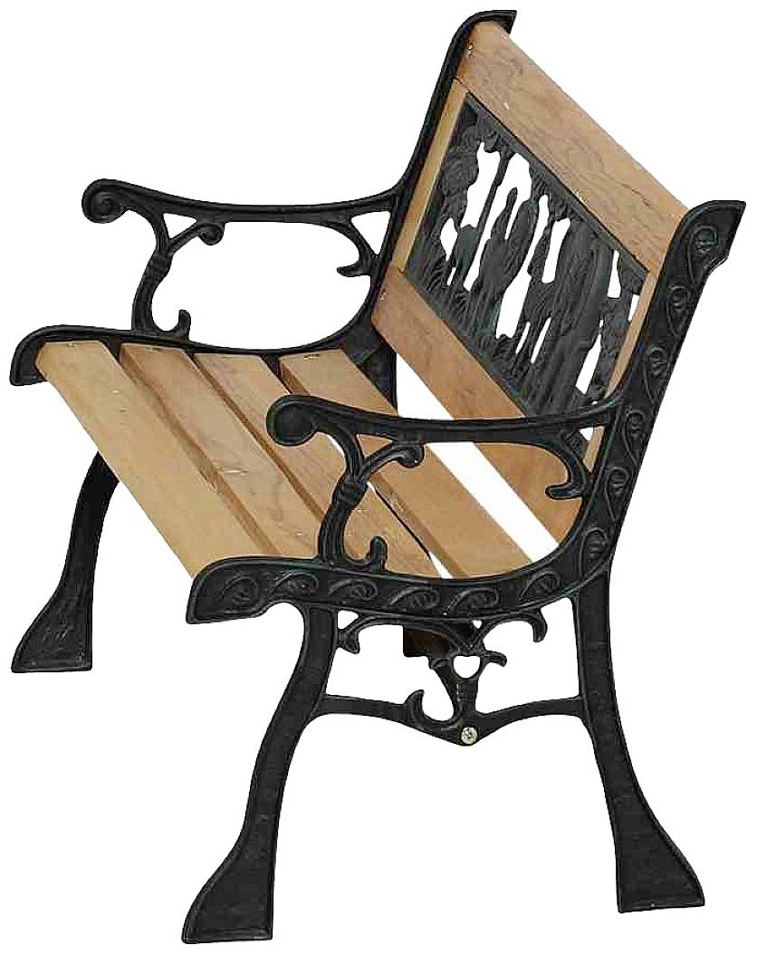 Siena Garden 598843 Kindergussbank Zoo-Park Gestell Eisen antik-grün, Fläche Hartholz natur, 41x84x52,5cm