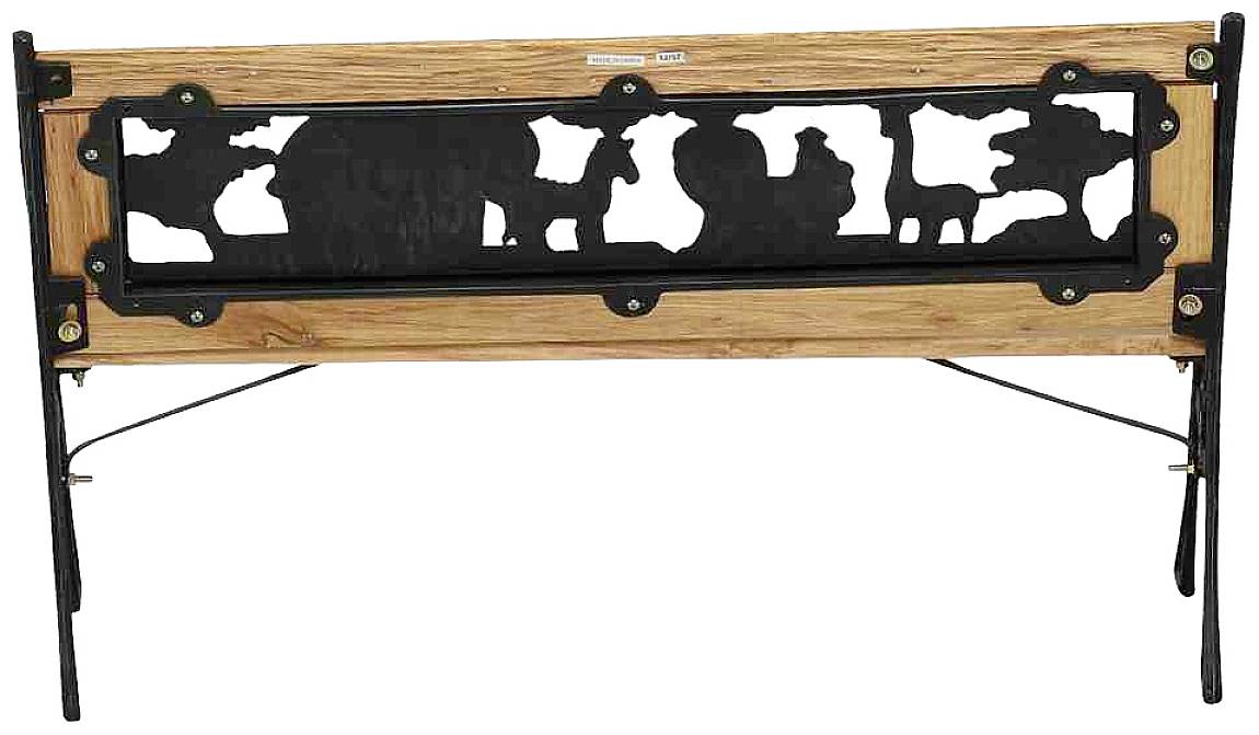 Siena Garden 598843 Kindergussbank Zoo-Park Gestell Eisen antik-grün, Fläche Hartholz natur, 41x84x52,5cm