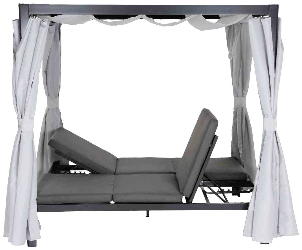 Siena Garden J58969 Waikiki Loungebett anthrazit Gestell Aluminium, Fläche Ranotex®-Gewebe, inkl. Dach und Seitenteile in hellgrau