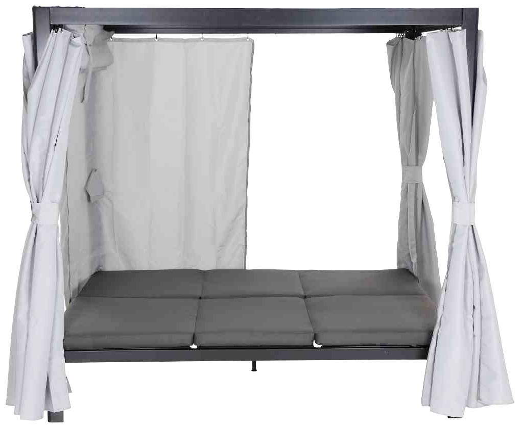 Siena Garden J58969 Waikiki Loungebett anthrazit Gestell Aluminium, Fläche Ranotex®-Gewebe, inkl. Dach und Seitenteile in hellgrau