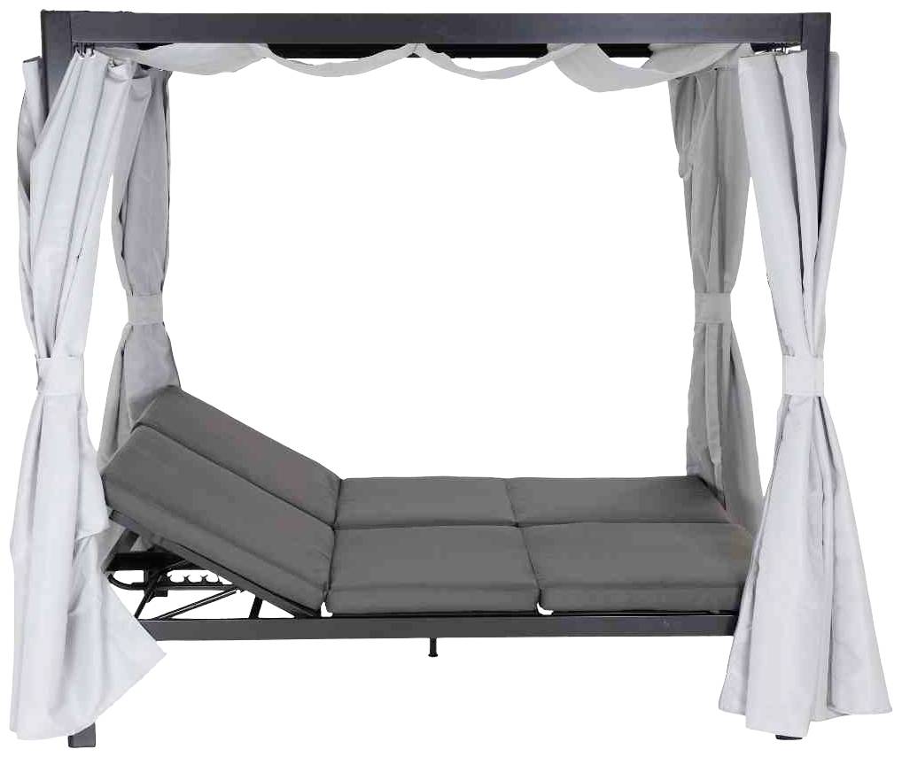 Siena Garden J58969 Waikiki Loungebett anthrazit Gestell Aluminium, Fläche Ranotex®-Gewebe, inkl. Dach und Seitenteile in hellgrau