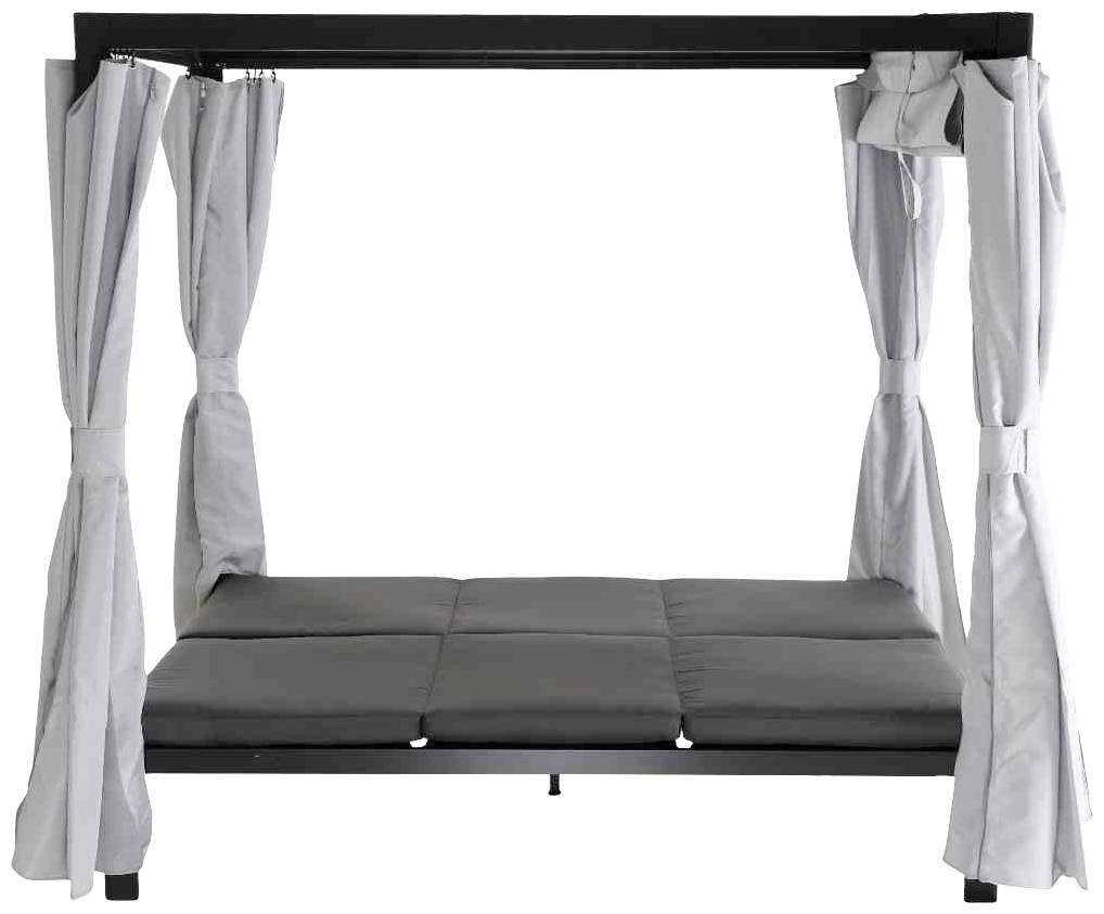 Siena Garden J58969 Waikiki Loungebett anthrazit Gestell Aluminium, Fläche Ranotex®-Gewebe, inkl. Dach und Seitenteile in hellgrau