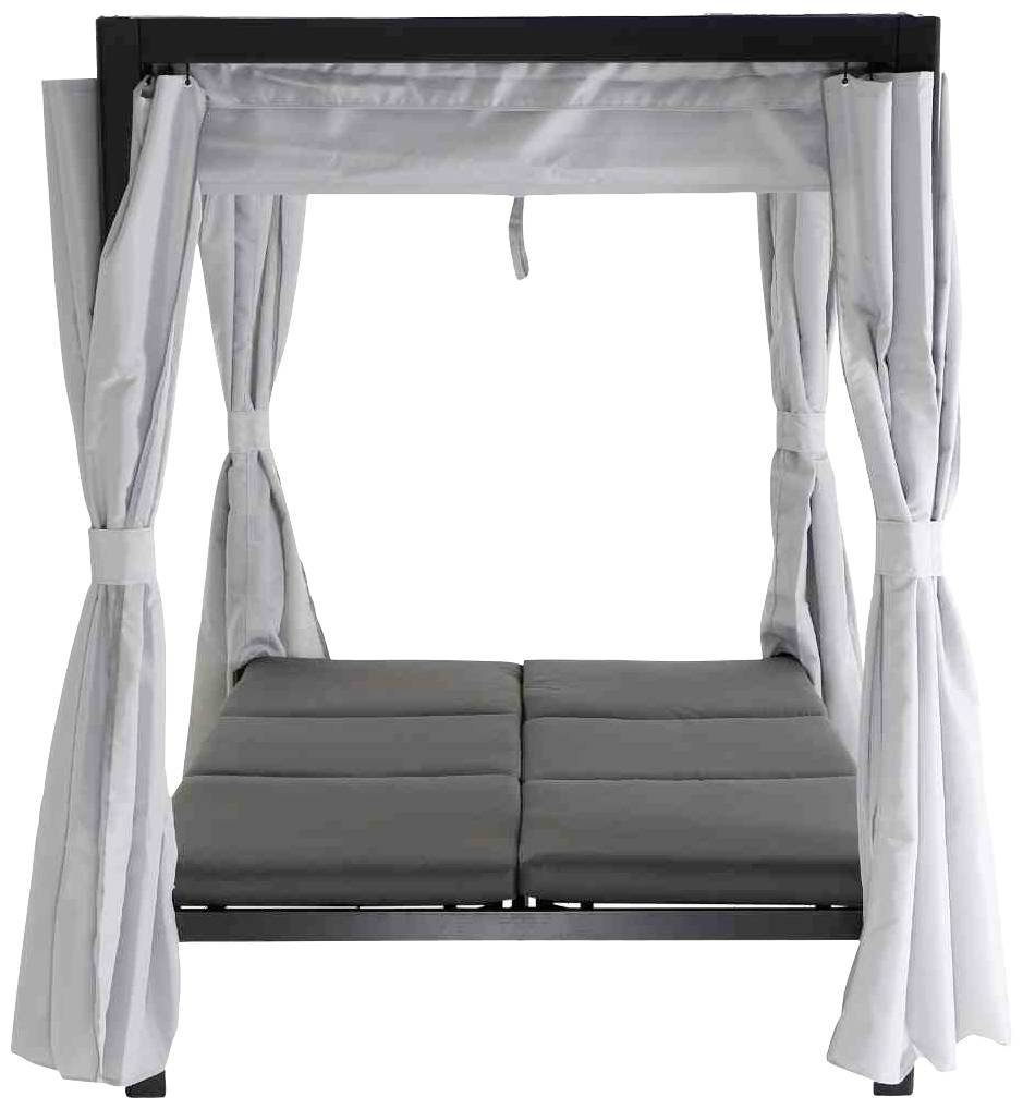 Siena Garden J58969 Waikiki Loungebett anthrazit Gestell Aluminium, Fläche Ranotex®-Gewebe, inkl. Dach und Seitenteile in hellgrau