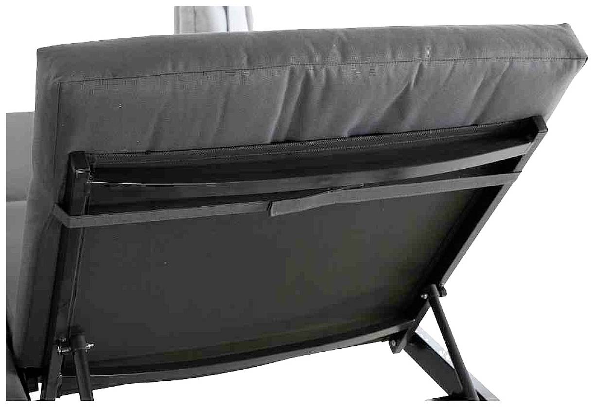 Siena Garden J58969 Waikiki Loungebett anthrazit Gestell Aluminium, Fläche Ranotex®-Gewebe, inkl. Dach und Seitenteile in hellgrau
