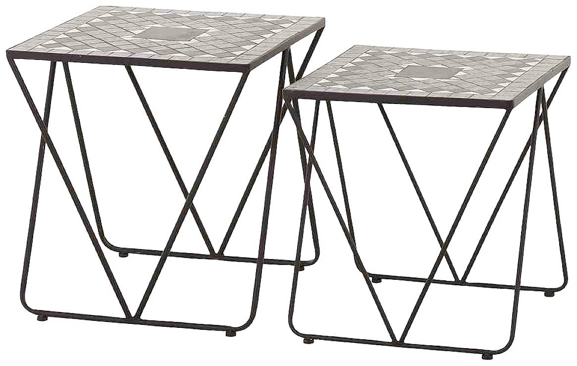 Siena Garden J04674 Como Tischset II, 2-teilig Stahl mit Mosaikoptik