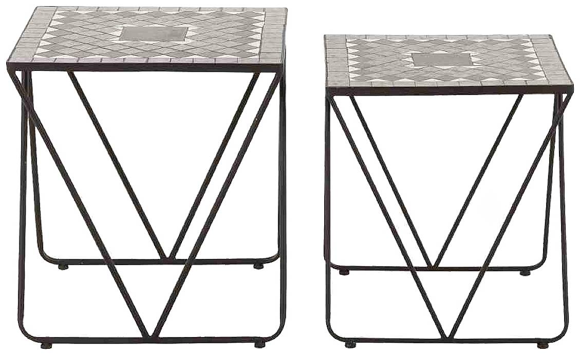 Siena Garden J04674 Como Tischset II, 2-teilig Stahl mit Mosaikoptik