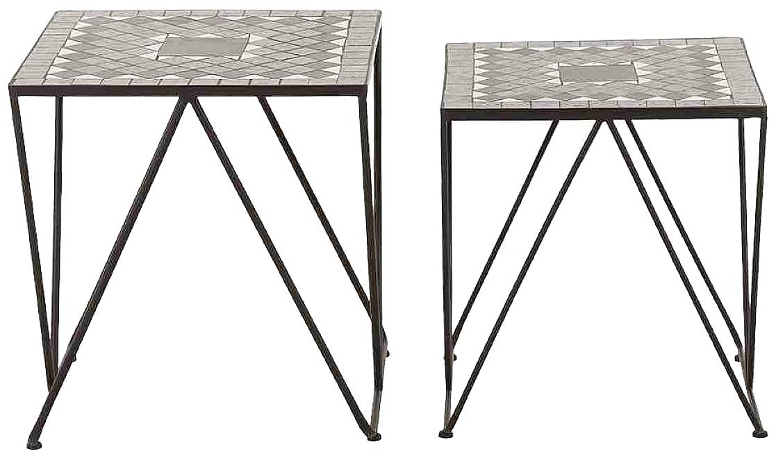 Siena Garden J04674 Como Tischset II, 2-teilig Stahl mit Mosaikoptik