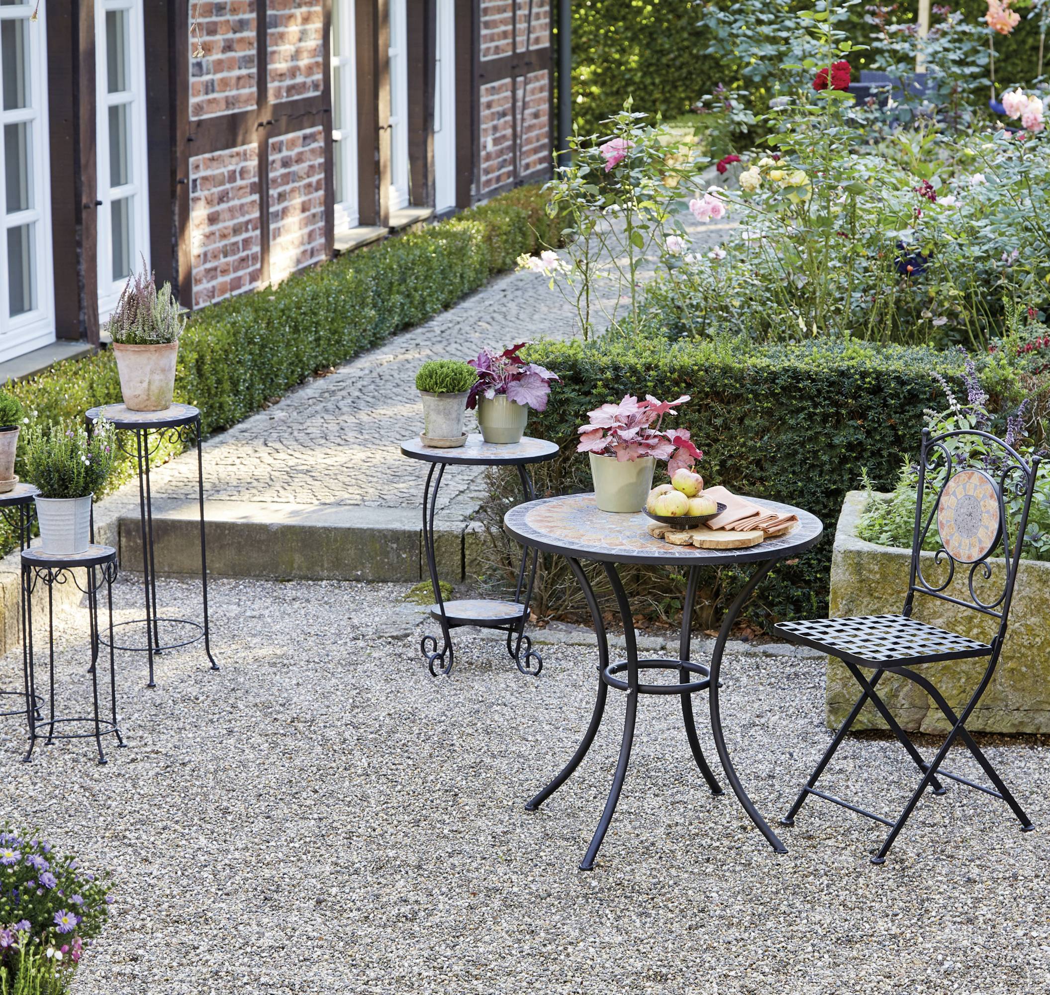 Siena Garden 380807 Prato Klappstuhl Gestell Stahl schwarz matt, Fläche Keramik mehrfarbig