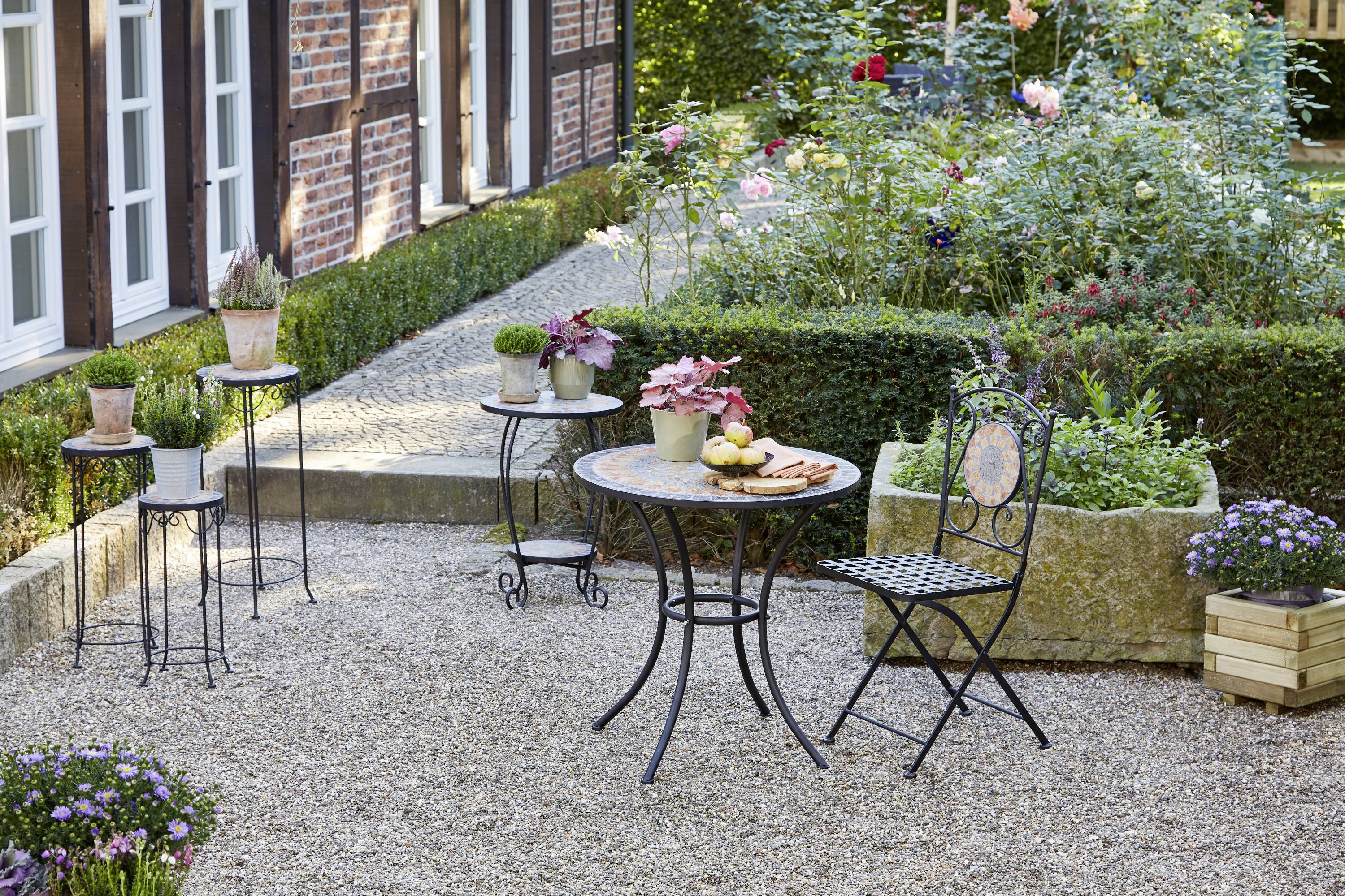 Siena Garden 380807 Prato Klappstuhl Gestell Stahl schwarz matt, Fläche Keramik mehrfarbig