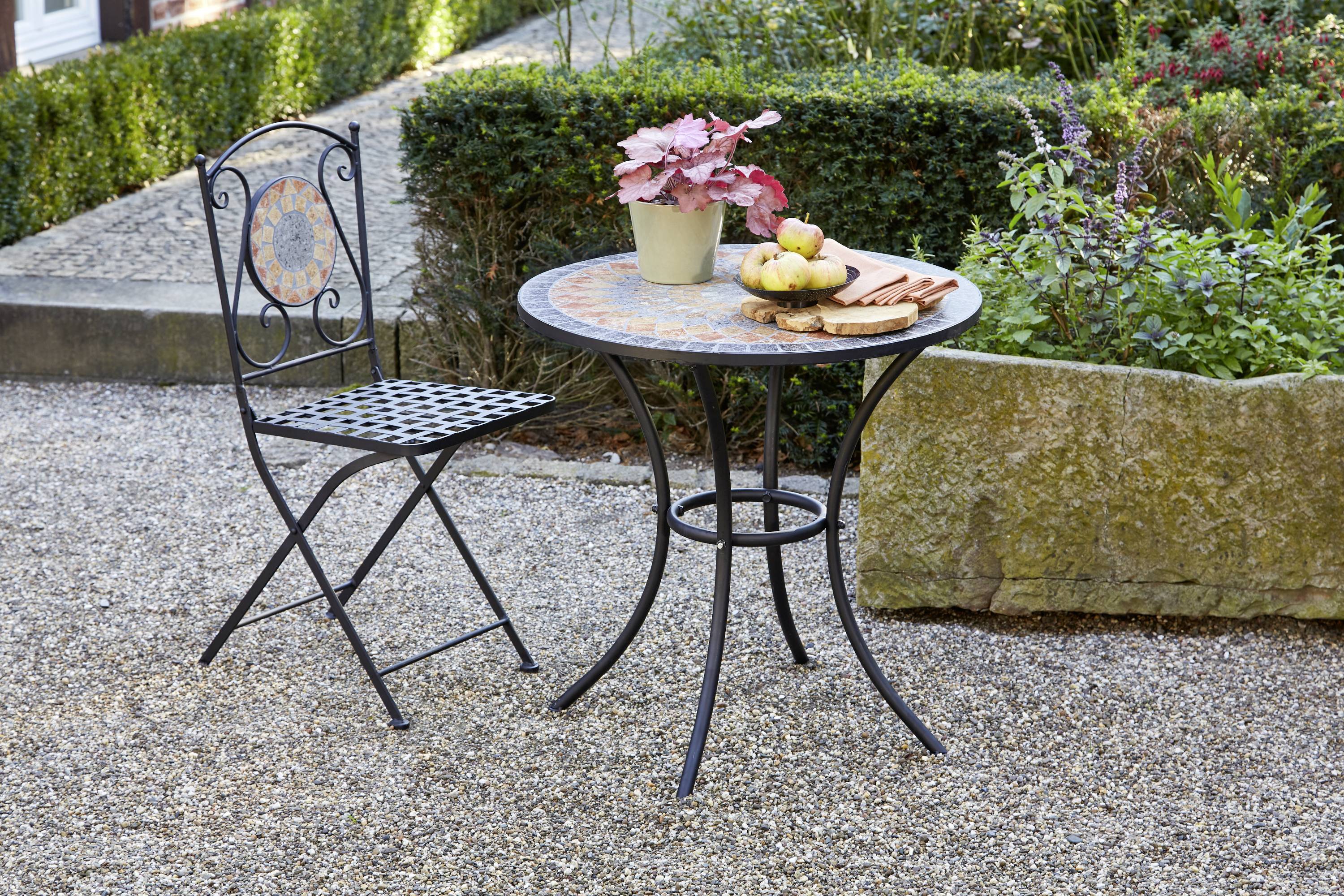 Siena Garden 380807 Prato Klappstuhl Gestell Stahl schwarz matt, Fläche Keramik mehrfarbig