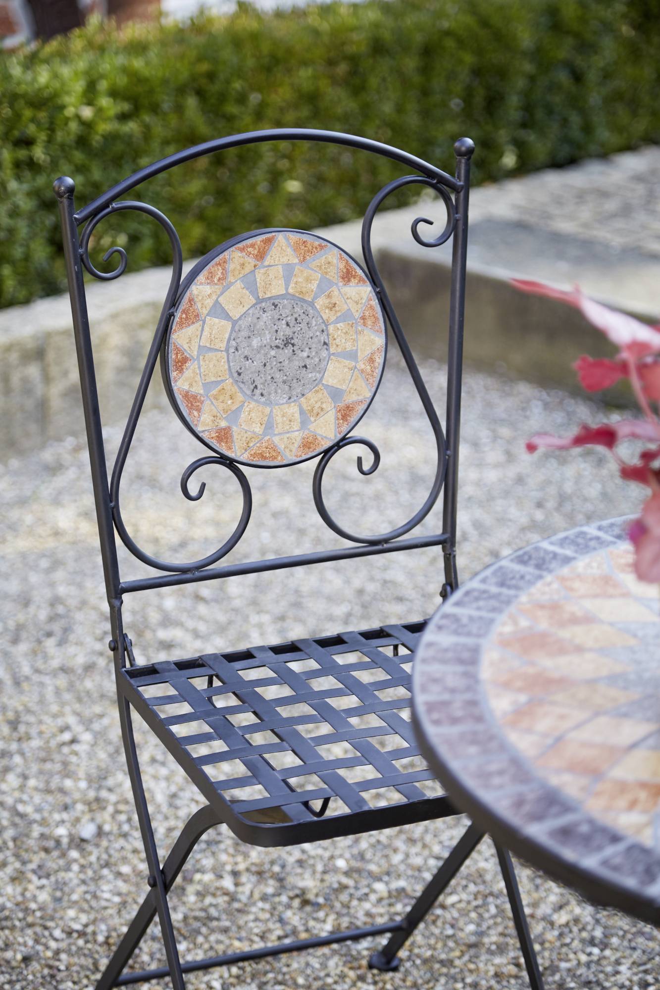 Siena Garden 380807 Prato Klappstuhl Gestell Stahl schwarz matt, Fläche Keramik mehrfarbig