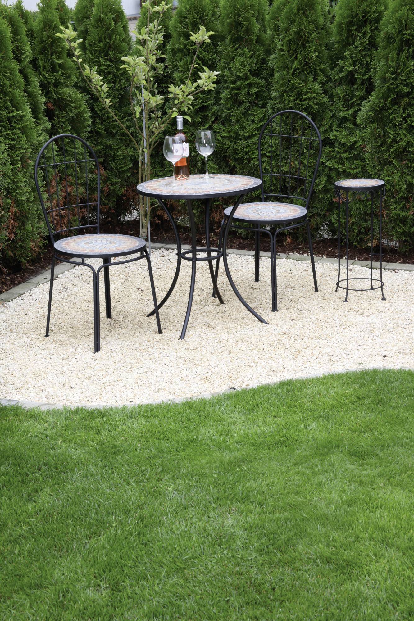 Siena Garden 380811 Prato Stapelstuhl Gestell Stahl schwarz matt, Fläche Keramik mehrfarbig