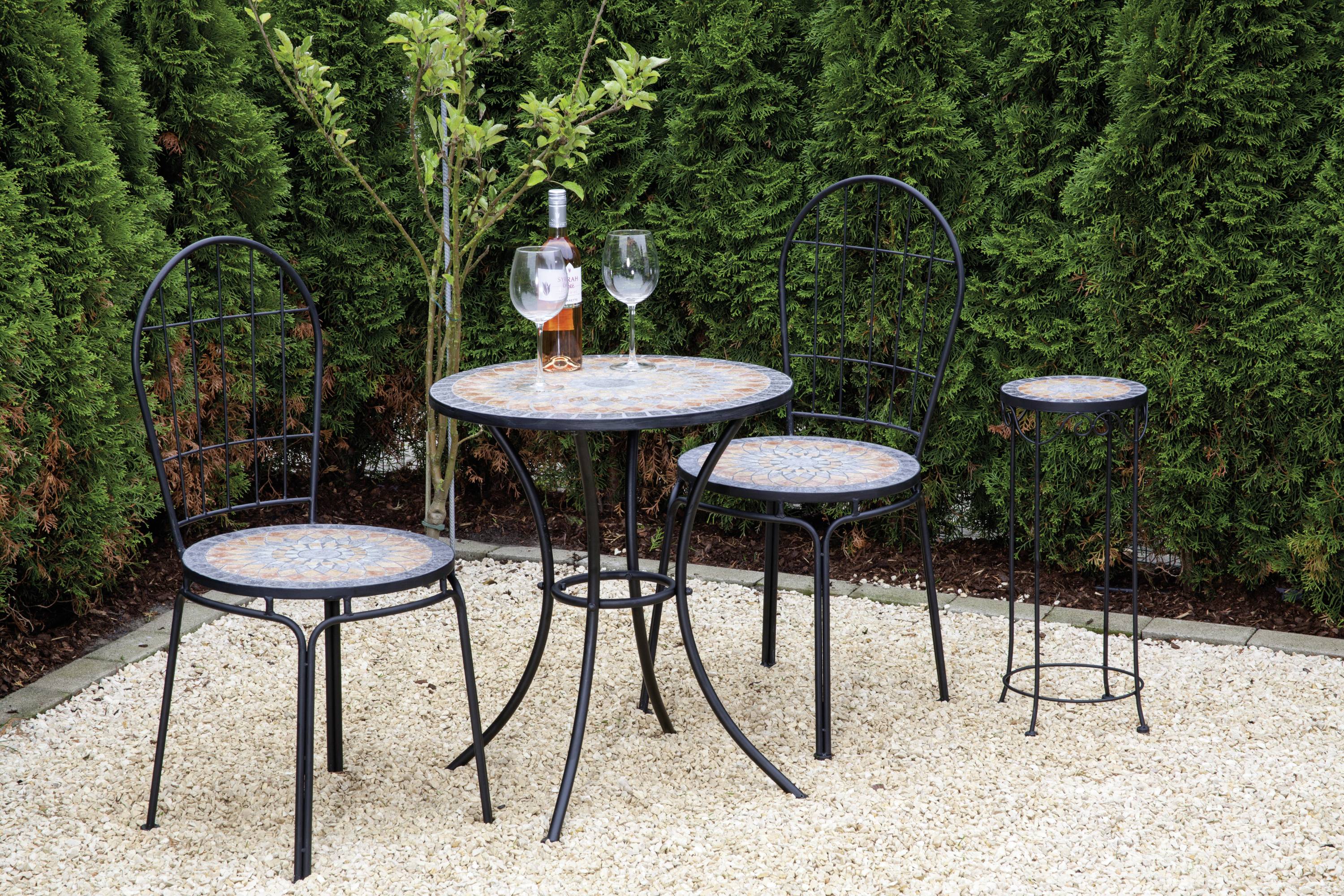 Siena Garden 380811 Prato Stapelstuhl Gestell Stahl schwarz matt, Fläche Keramik mehrfarbig