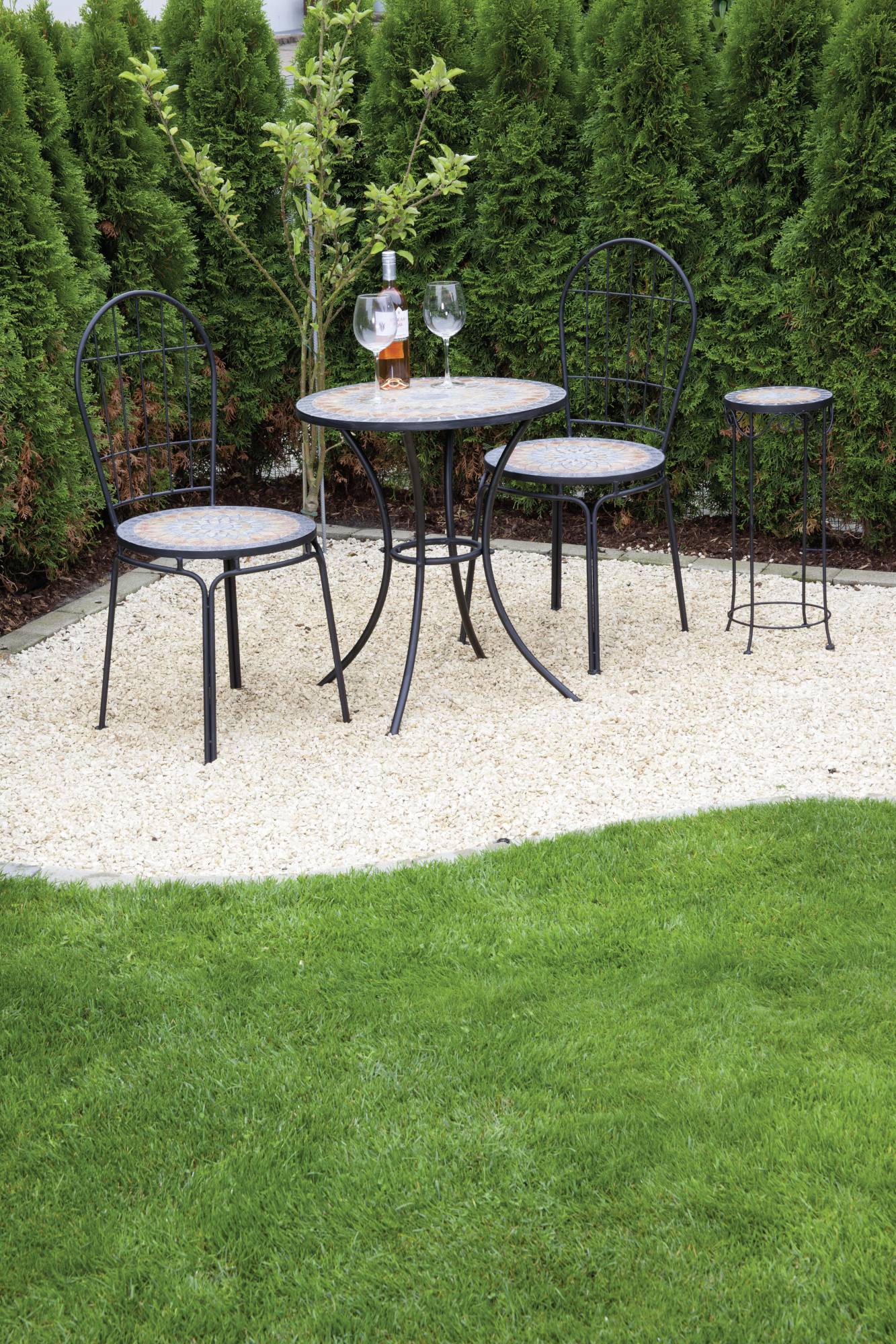 Siena Garden 380811 Prato Stapelstuhl Gestell Stahl schwarz matt, Fläche Keramik mehrfarbig