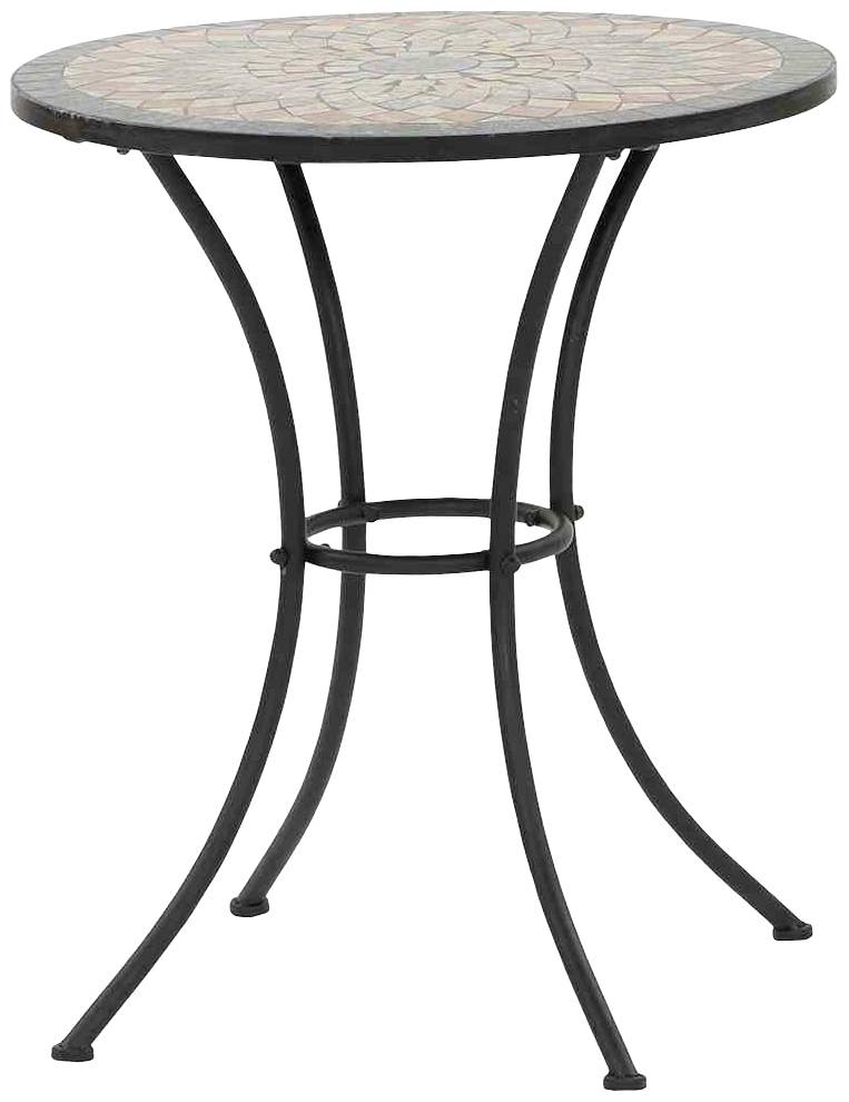 Siena Garden 380813 Prato Tisch Ø 60x71cm Gestell Stahl matt-schwarz, Tischplatte Keramik mehrfarbig mosaikoptik