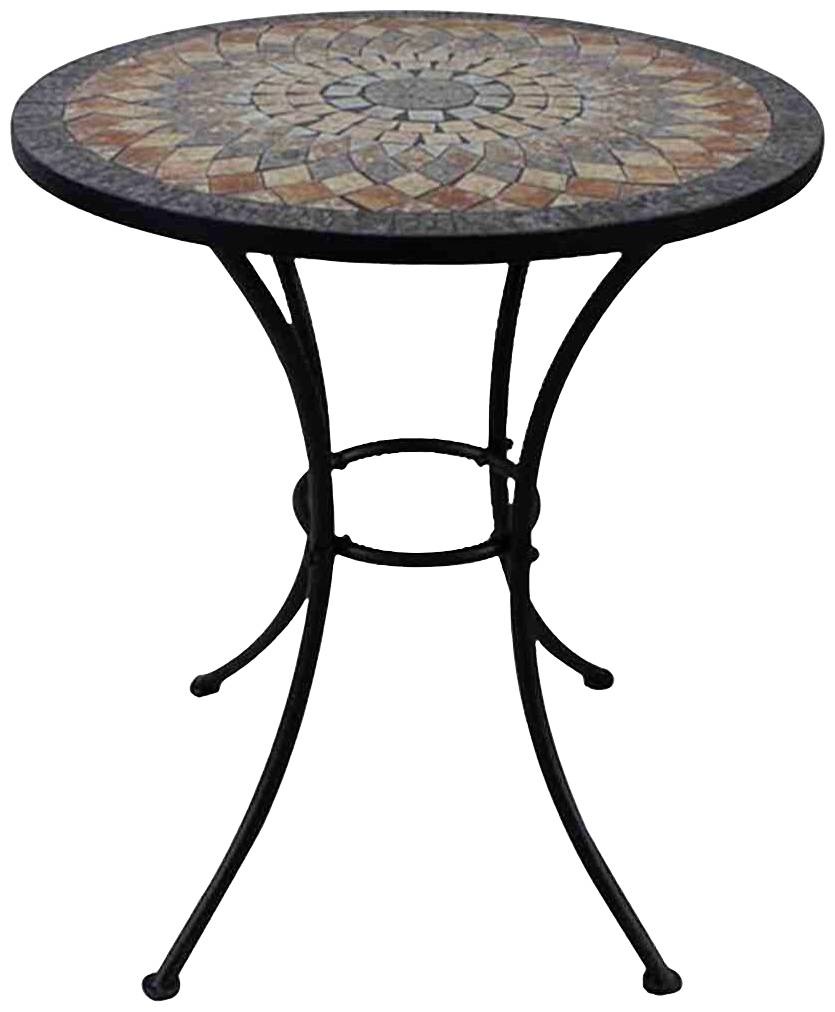 Siena Garden 380817 Prato Tisch Ø 70x71cm Gestell Stahl matt-schwarz, Tischplatte Keramik mehrfarbig mosaikoptik