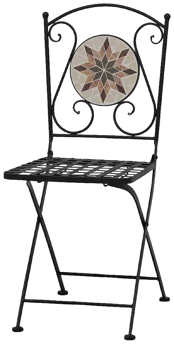 Siena Garden 875336 Stella Stapelstuhl Gestell Stahl schwarz matt, Fläche Keramik mehrfarbig